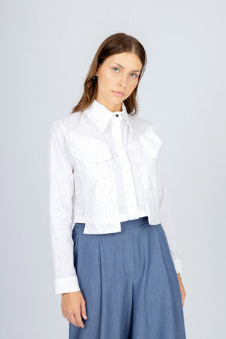 White Cropped Shirt