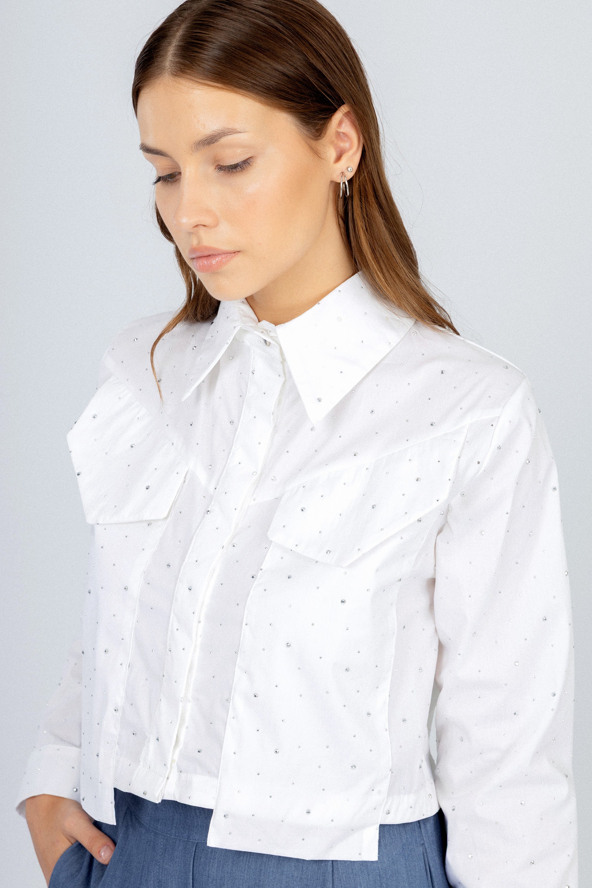 White Cropped Shirt