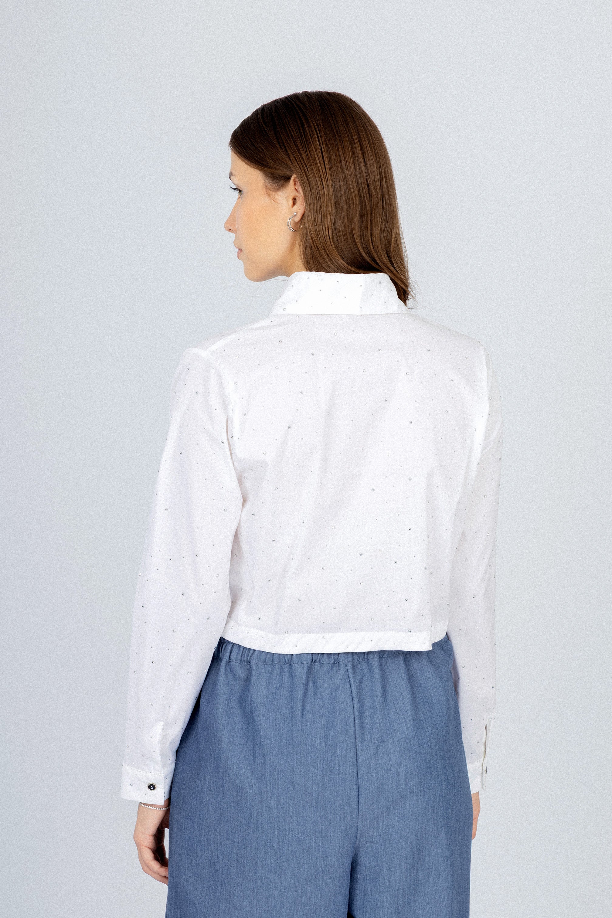 White Cropped Shirt