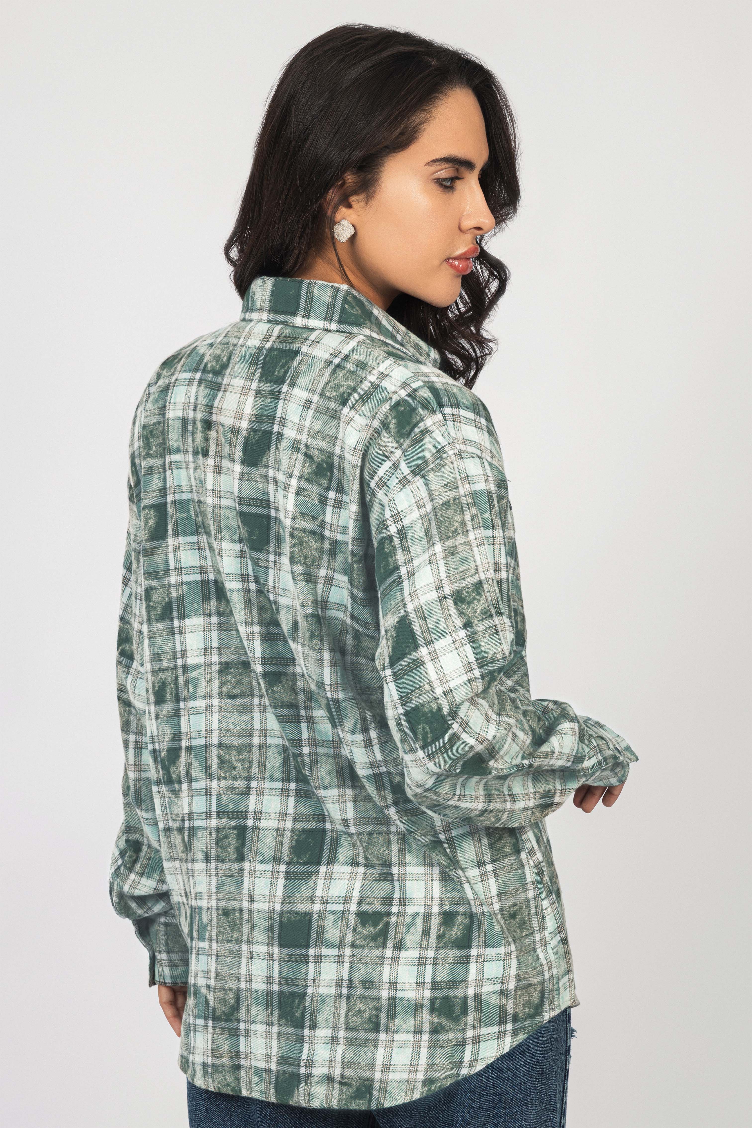 Green Checked Casual Shirt
