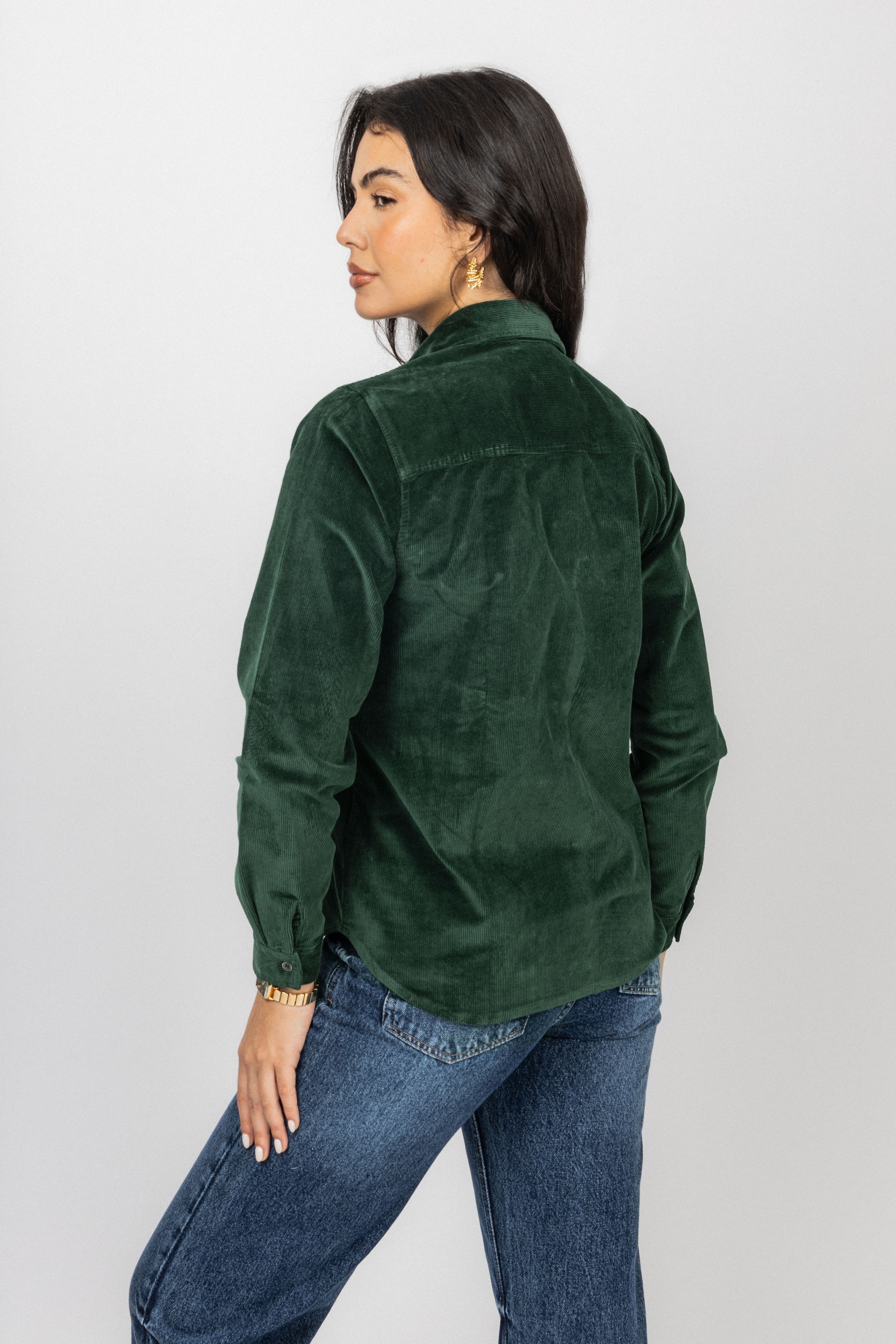 Dark Green Corduroy Velvet Casual Shirt