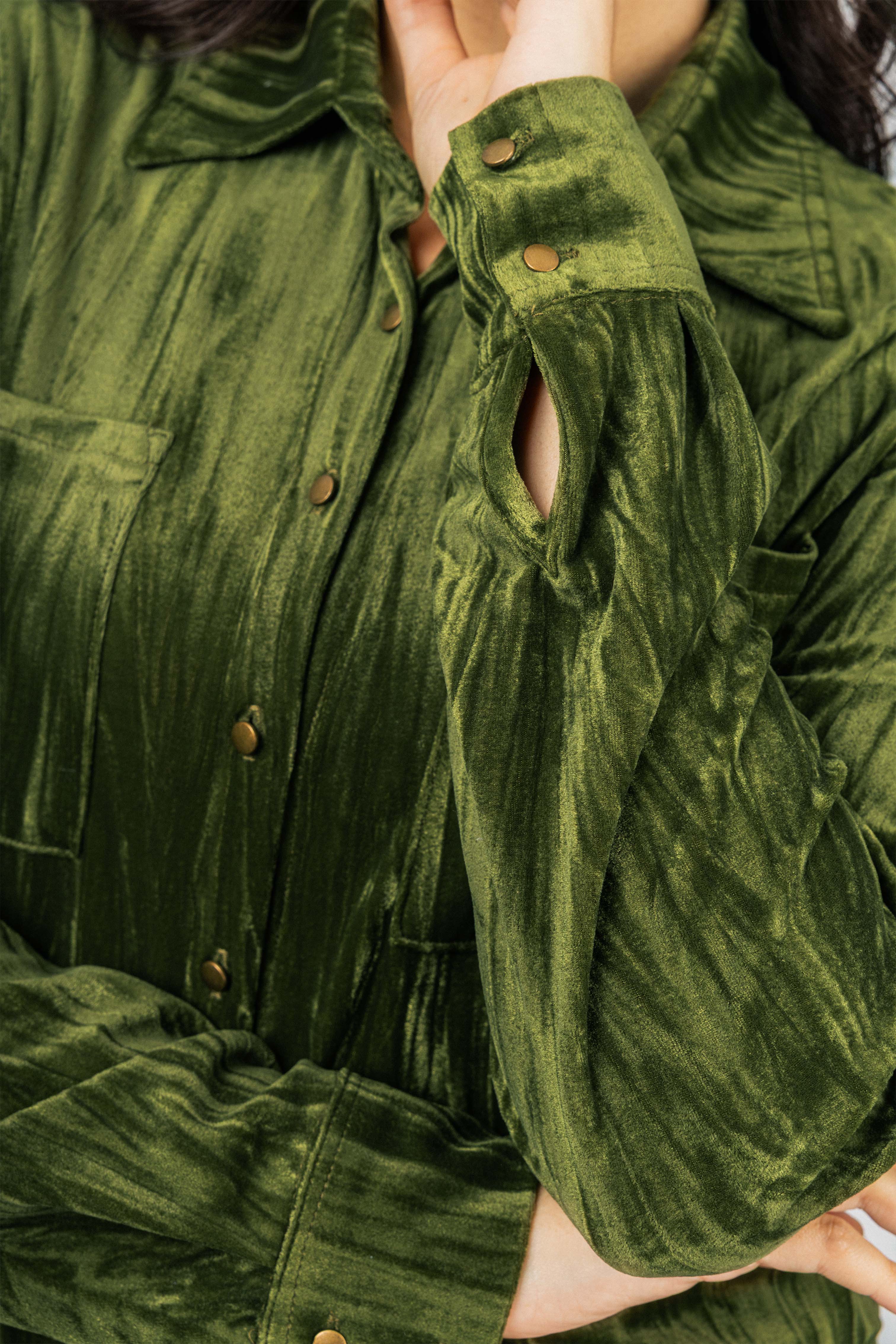 Forest Green Velvet Casual Shirt