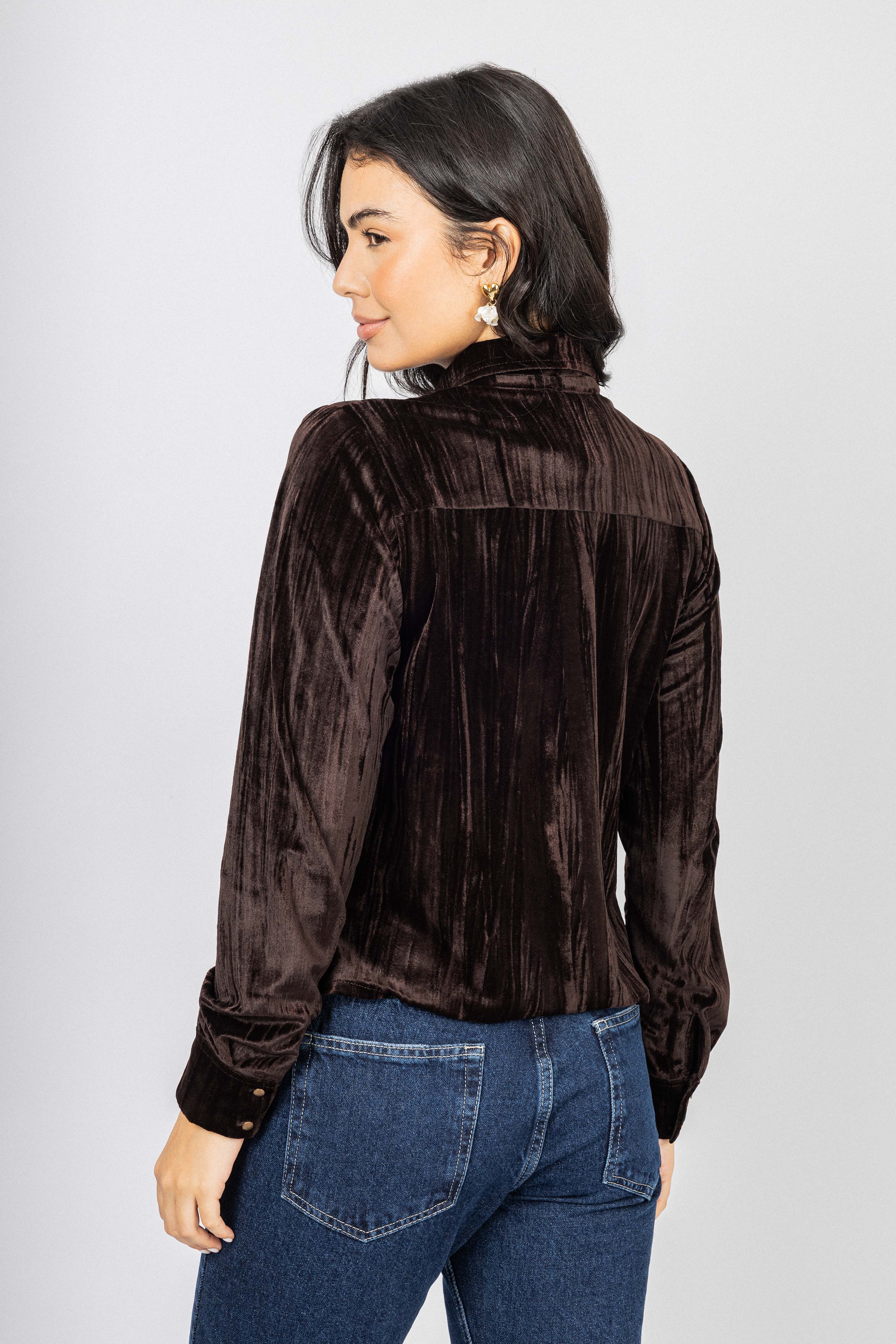 Burnt Brown Velvet Casual Shirt