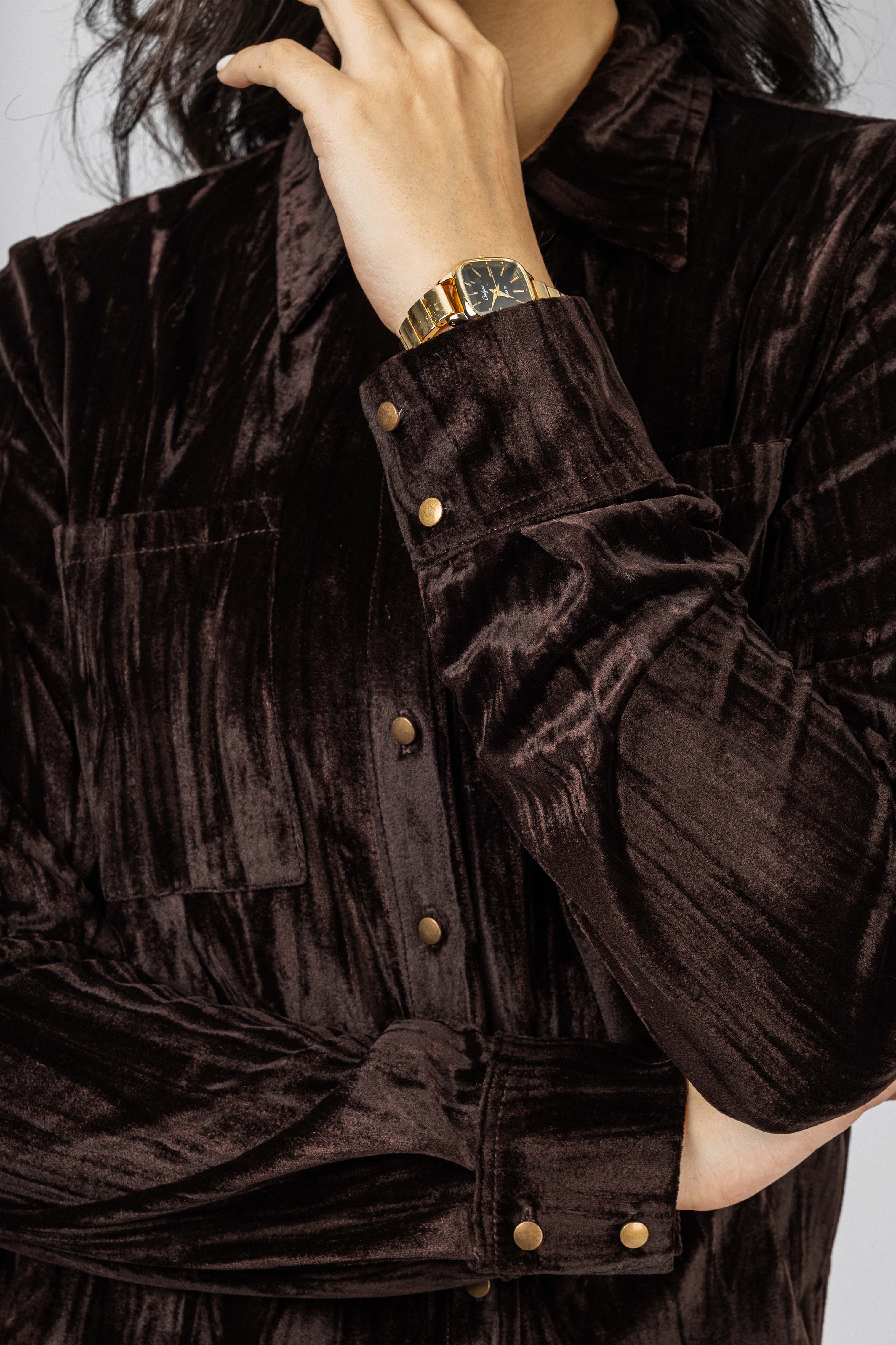 Burnt Brown Velvet Casual Shirt