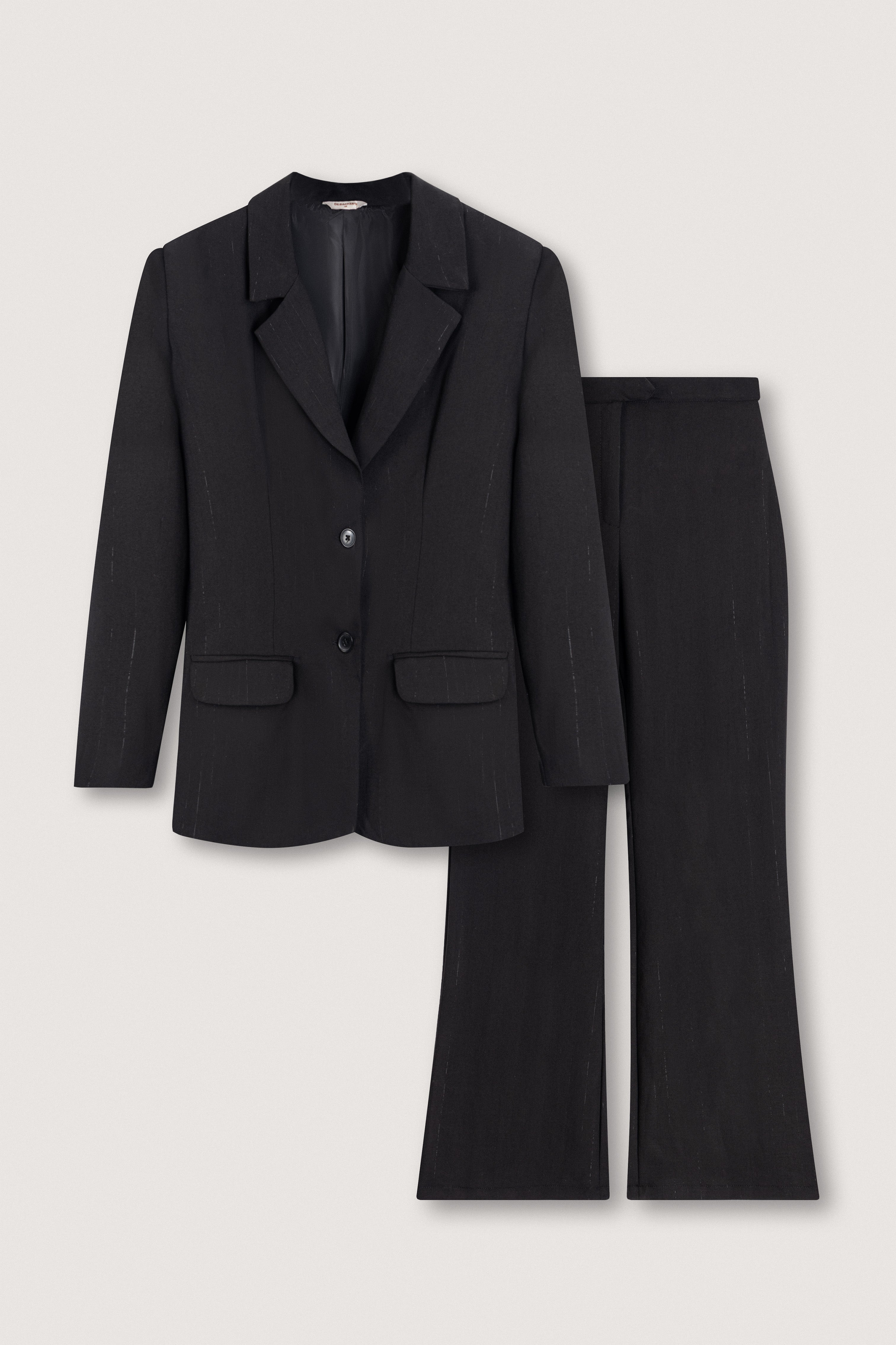Black Textured Classic Women's Suit