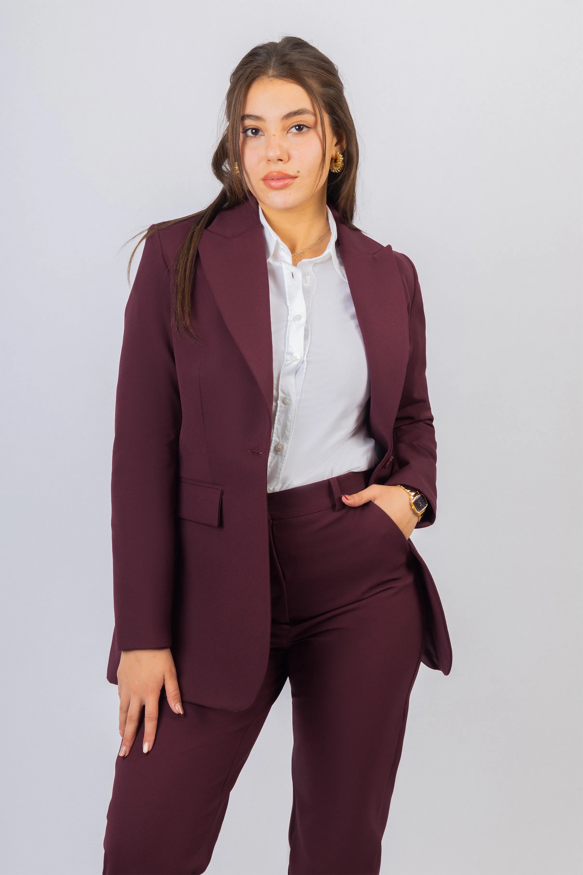 Burgundy Classic Women's Suit