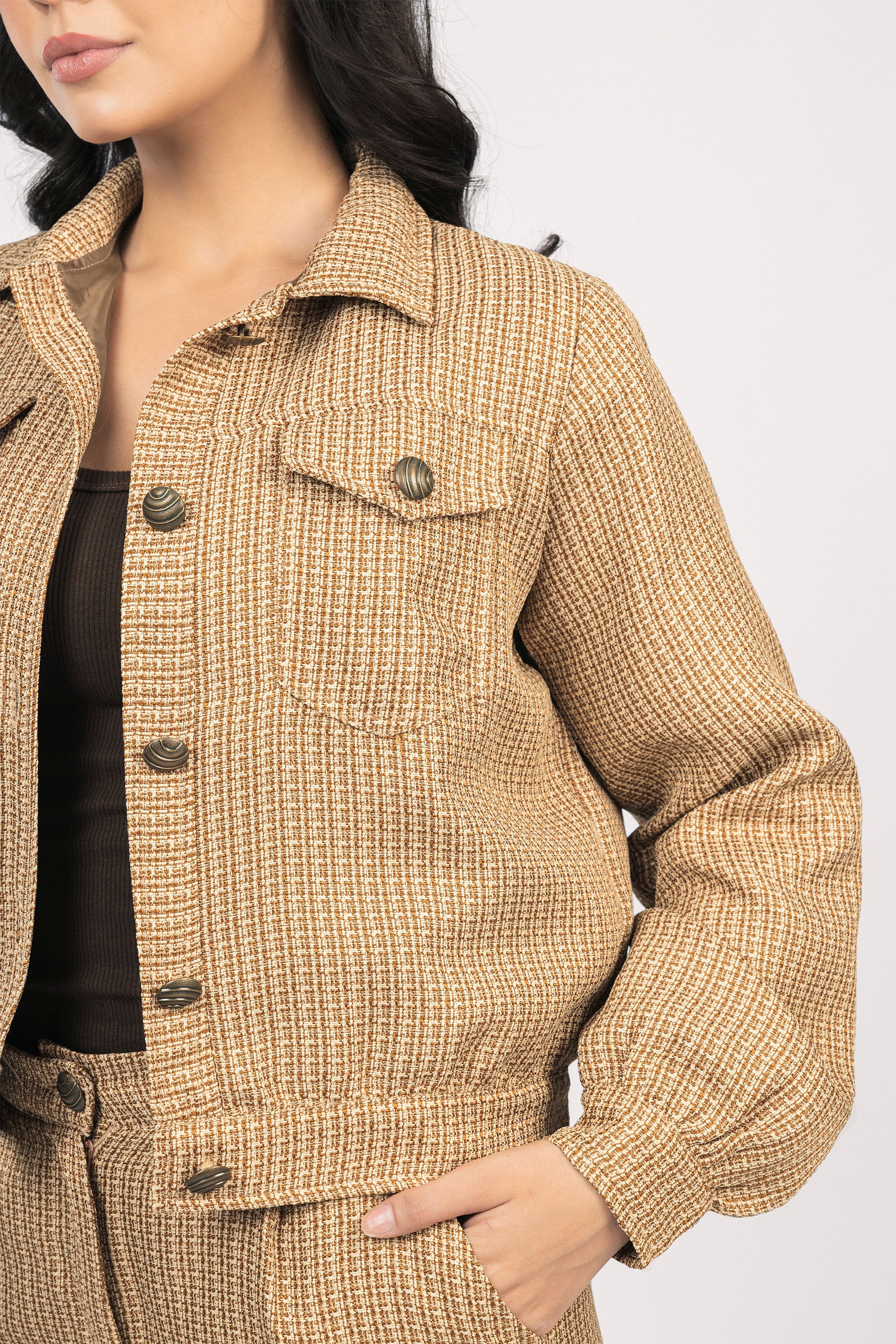 Light Brown Jacquard Women Set