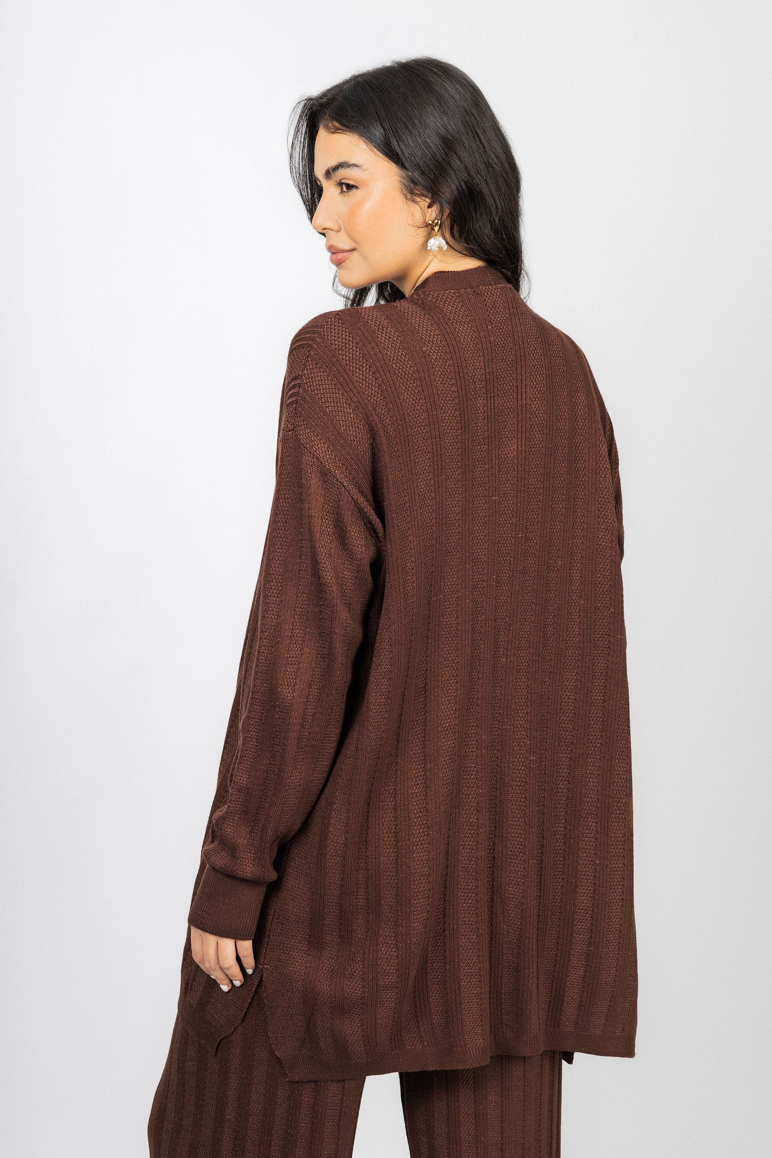 Chocolate Brown Casual Knitted Set