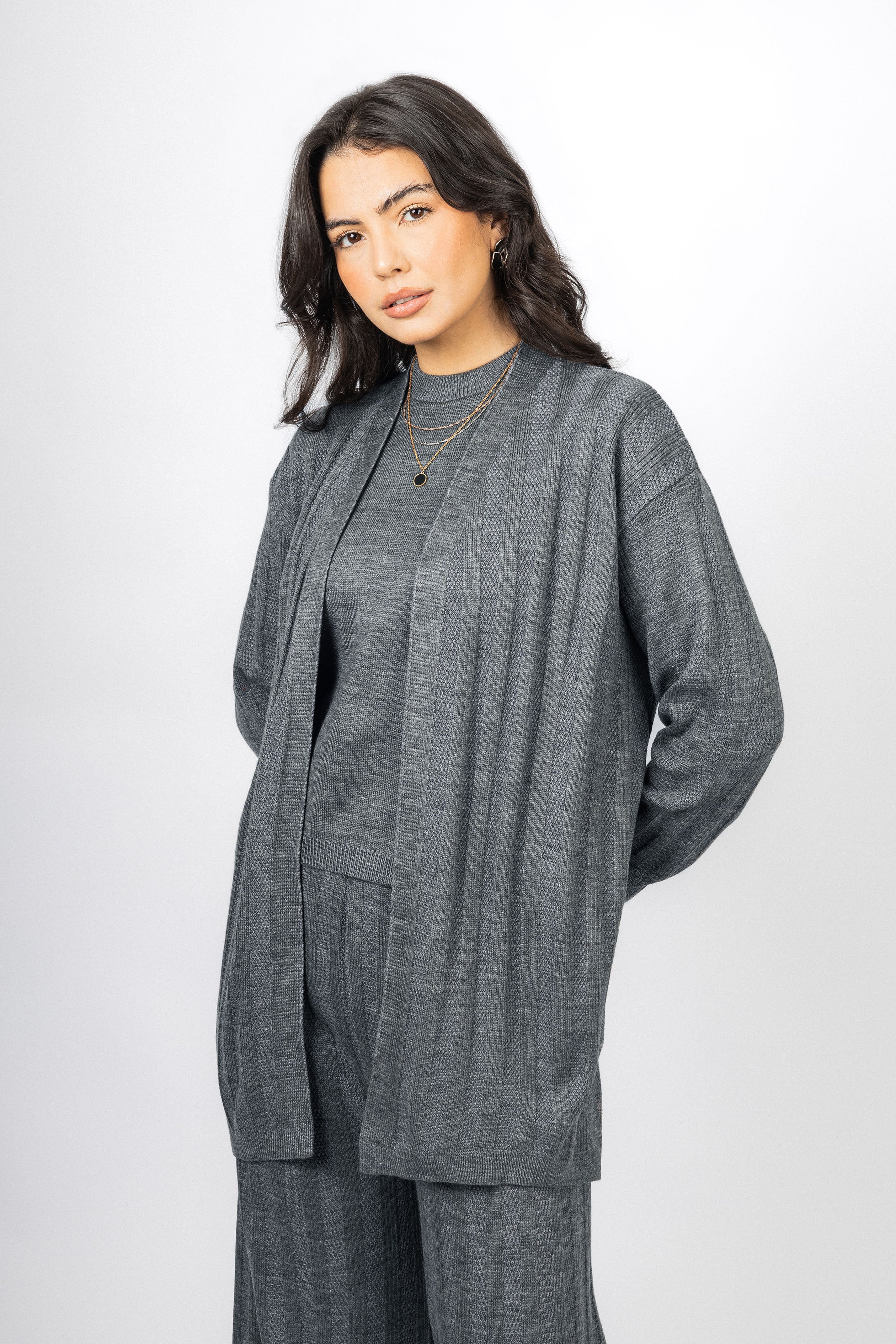 Gray Casual Knitted Set