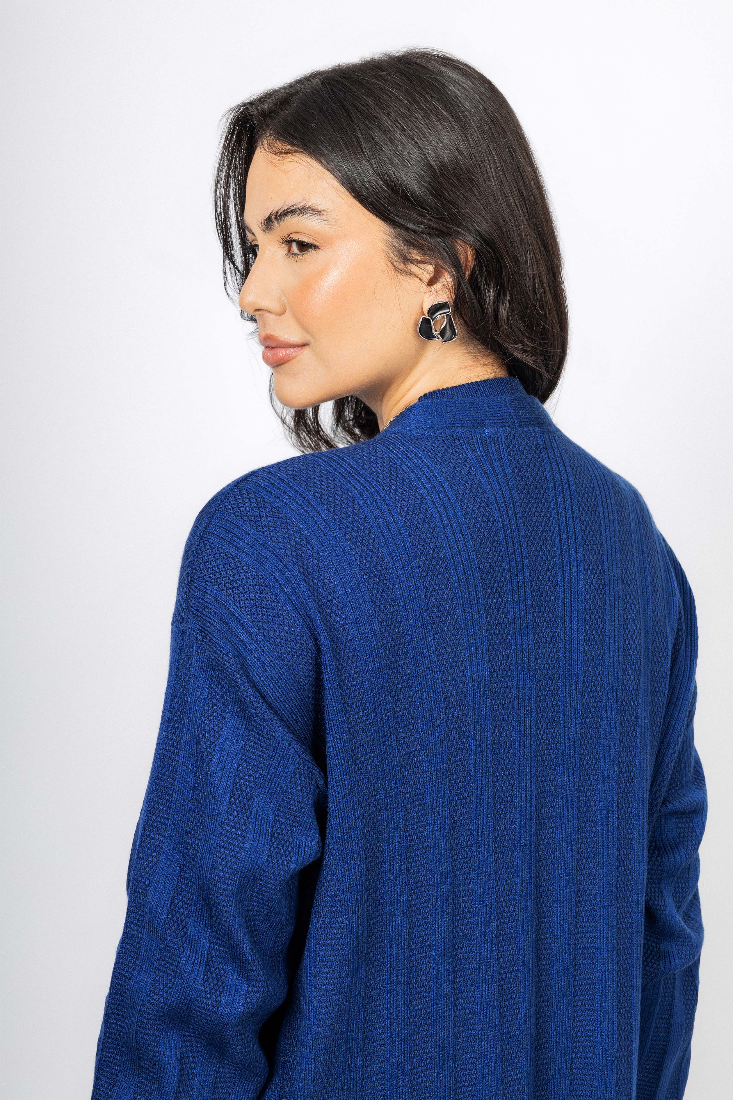 Blue Casual Knitted Set