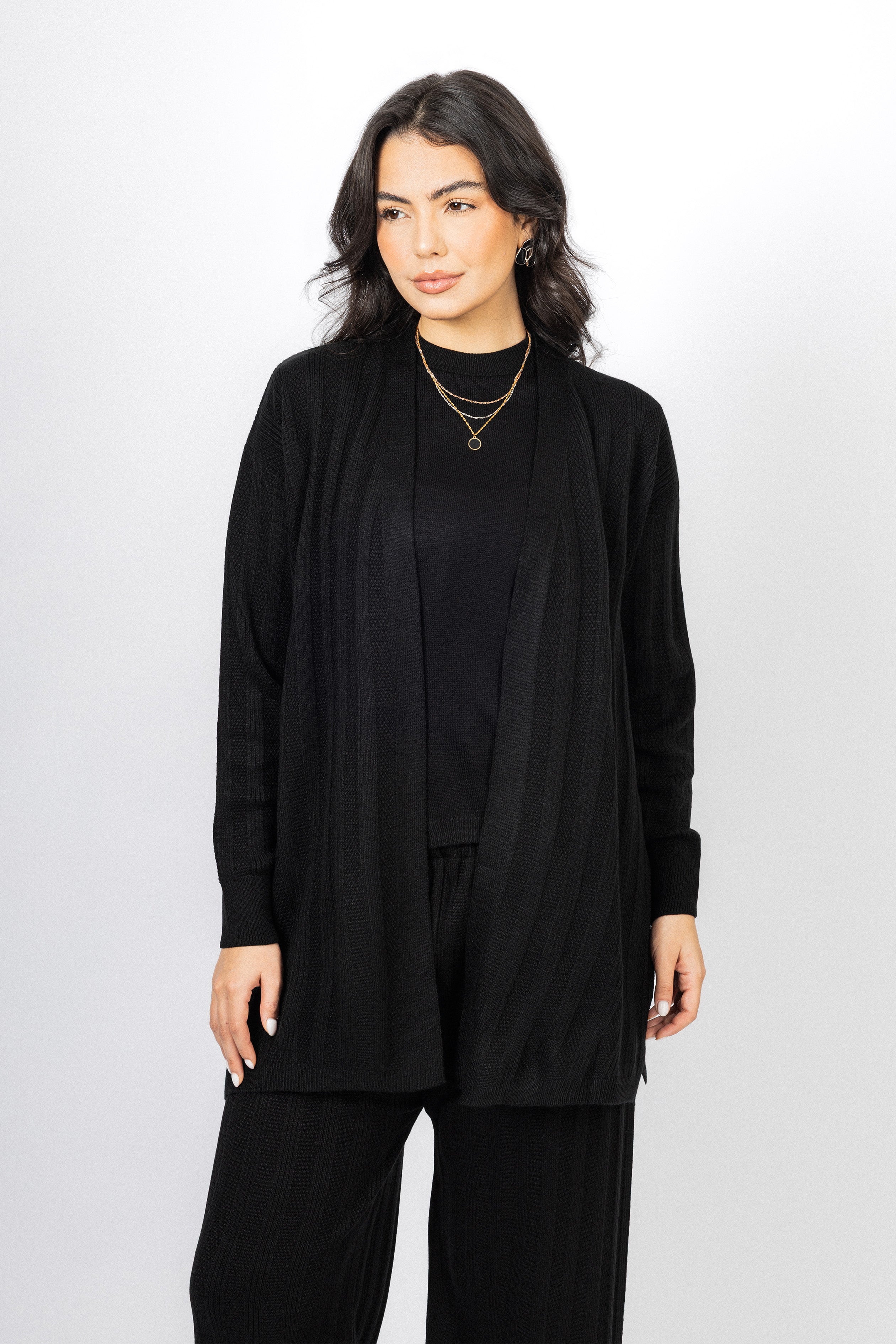 Black Casual Knitted Set