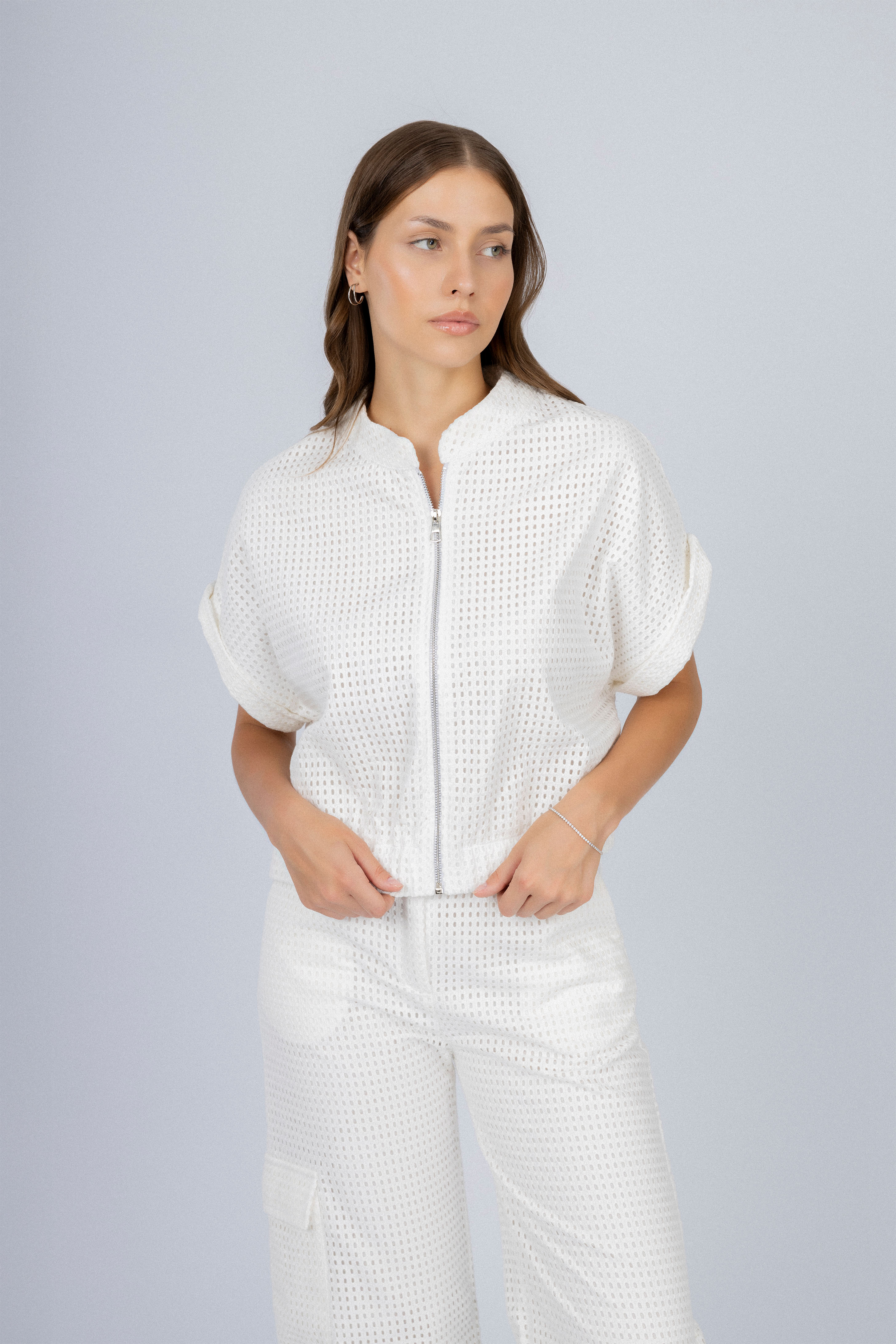 Jacquard White Women's Suit