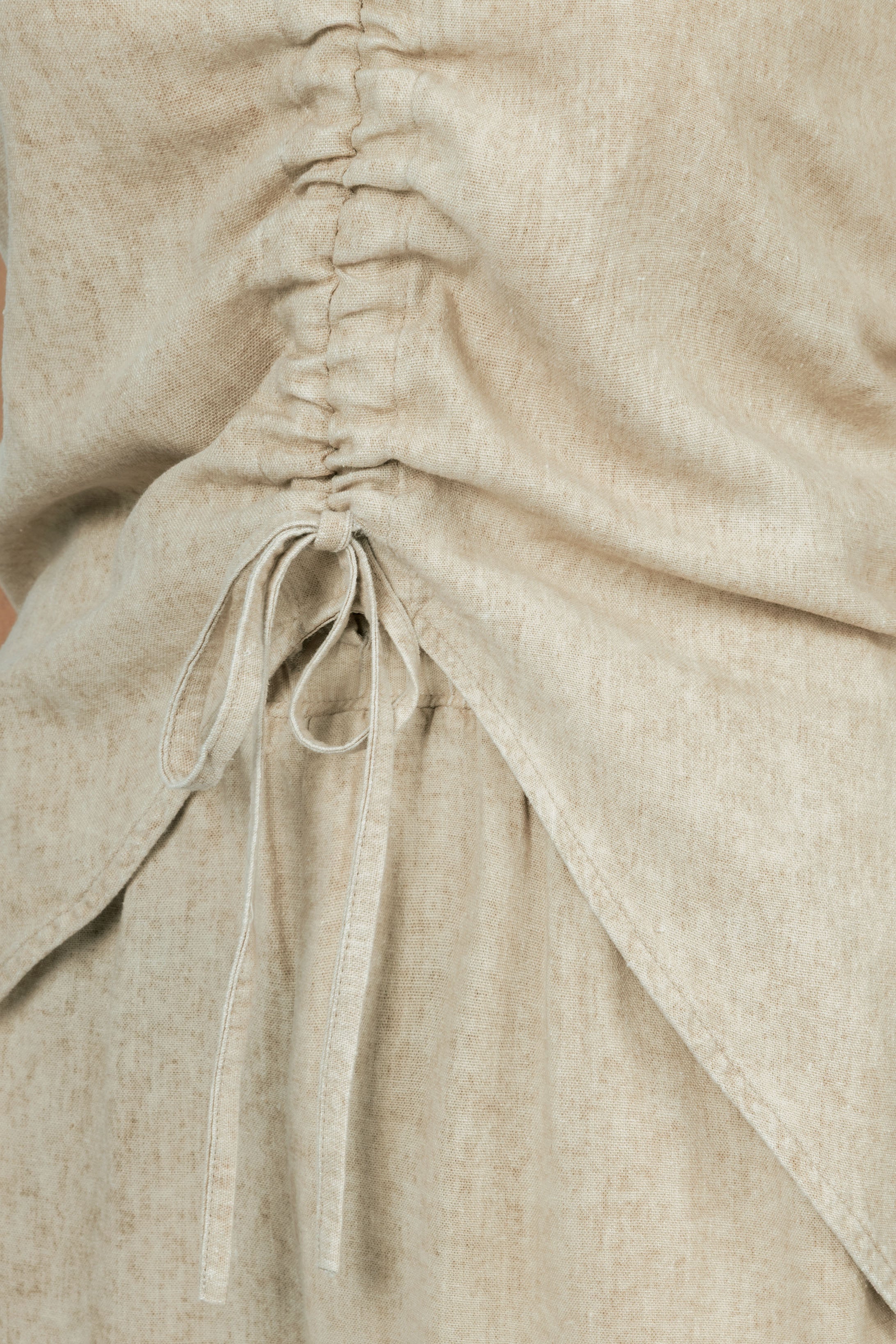 Beige Linen Blend sleeveless Set