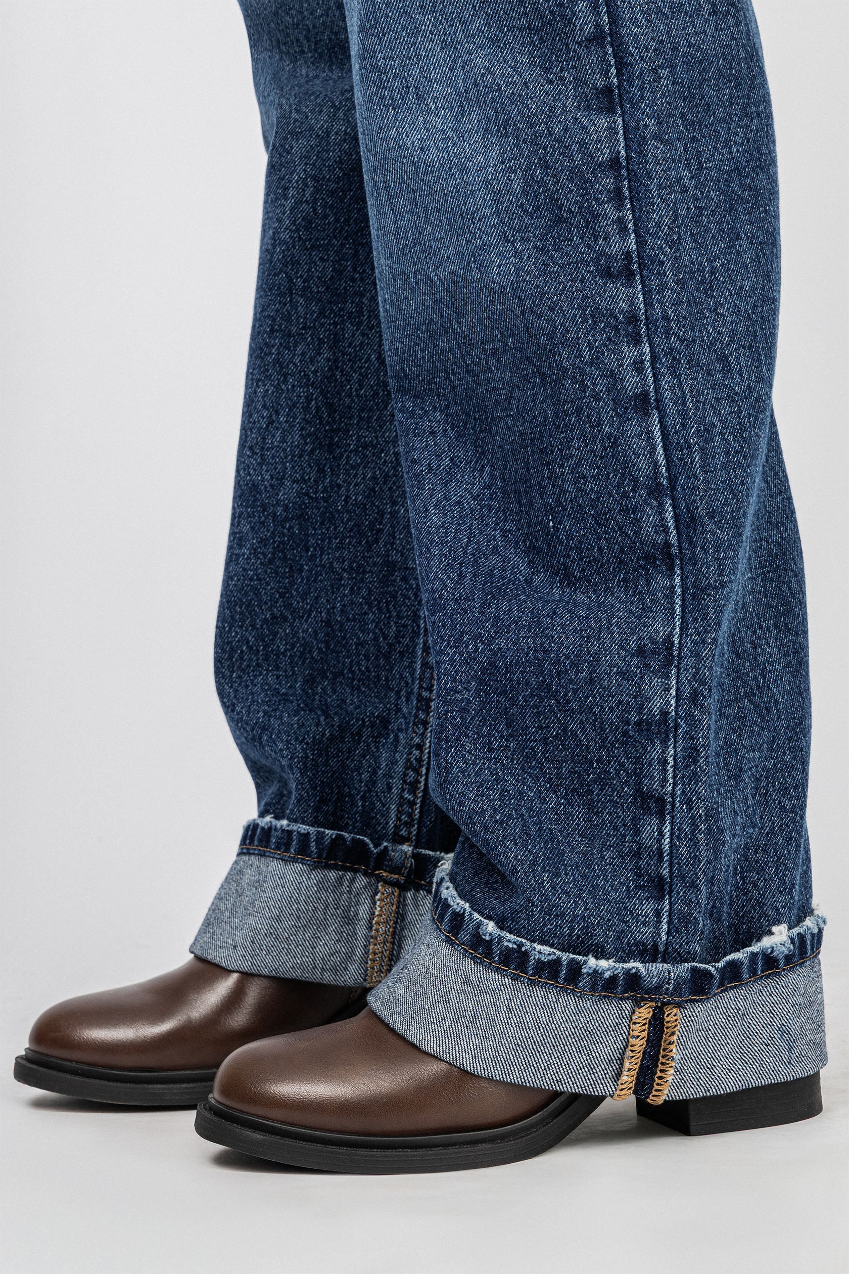 Medium Dark Blue Washed Straight Jeans