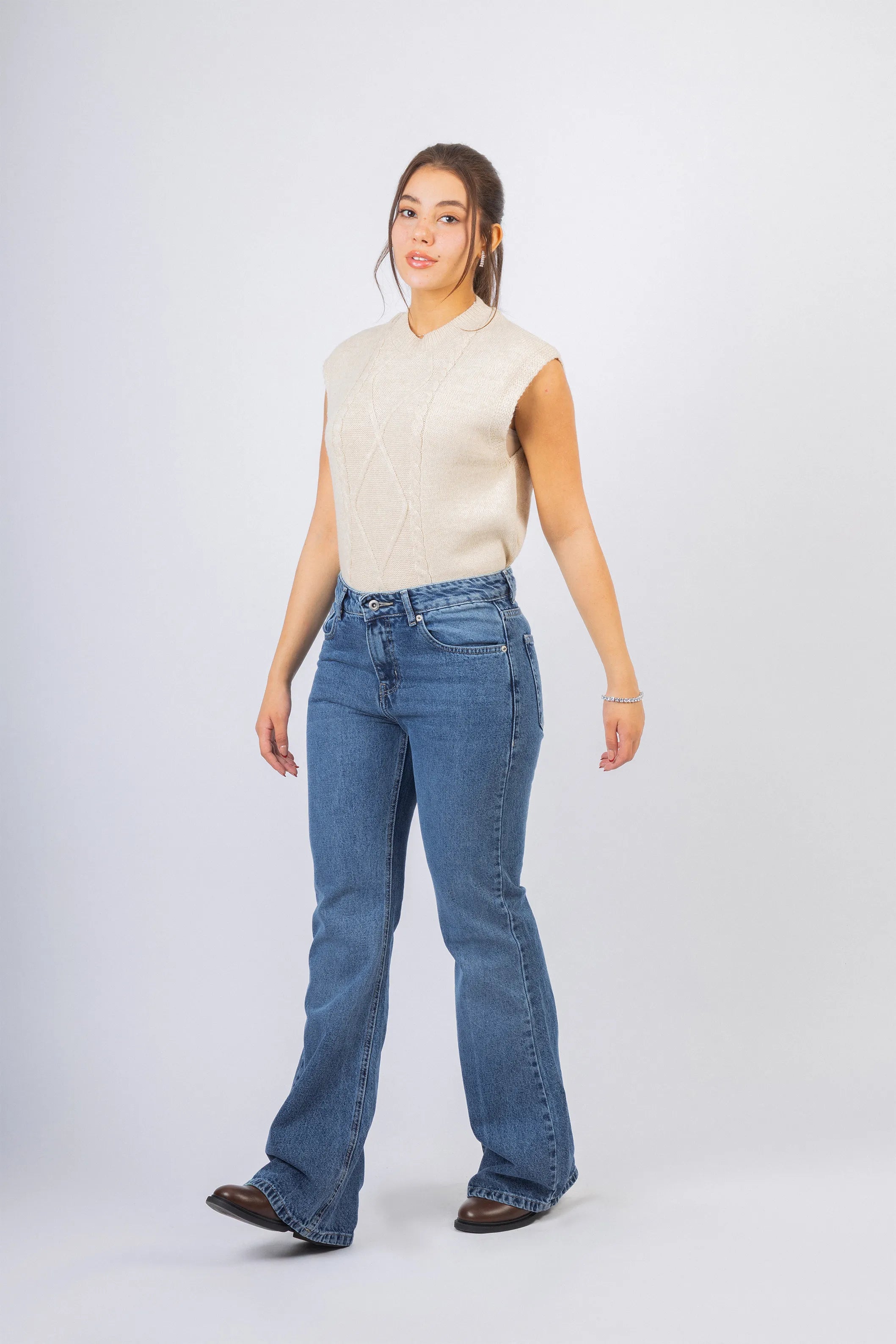 Medium Blue wash Straight Jeans