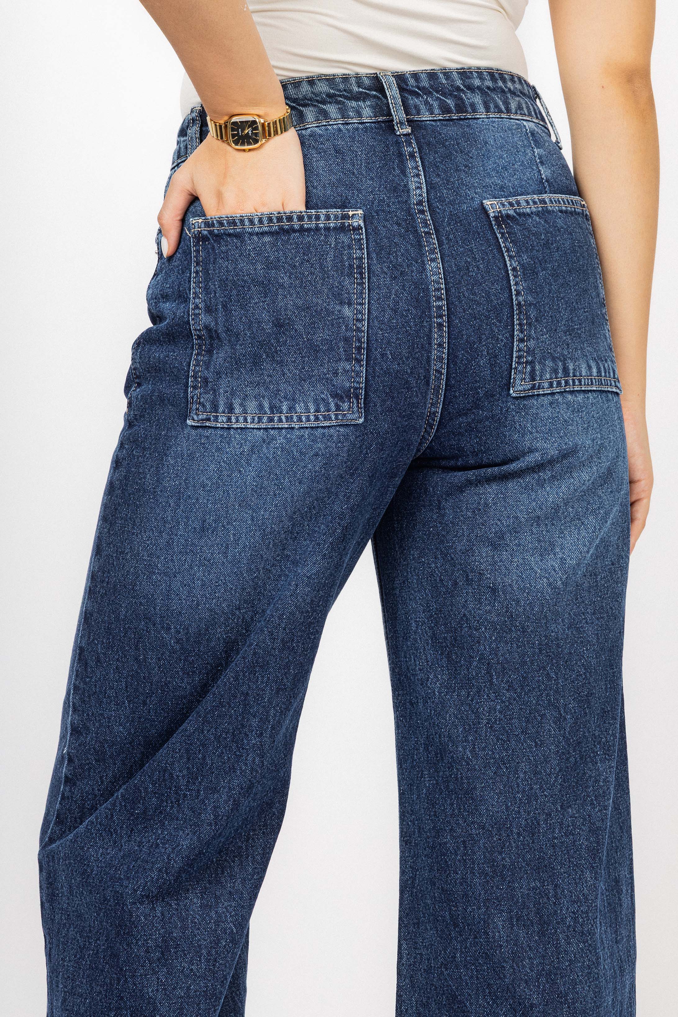 Dark Blue Washed Baggy Jeans