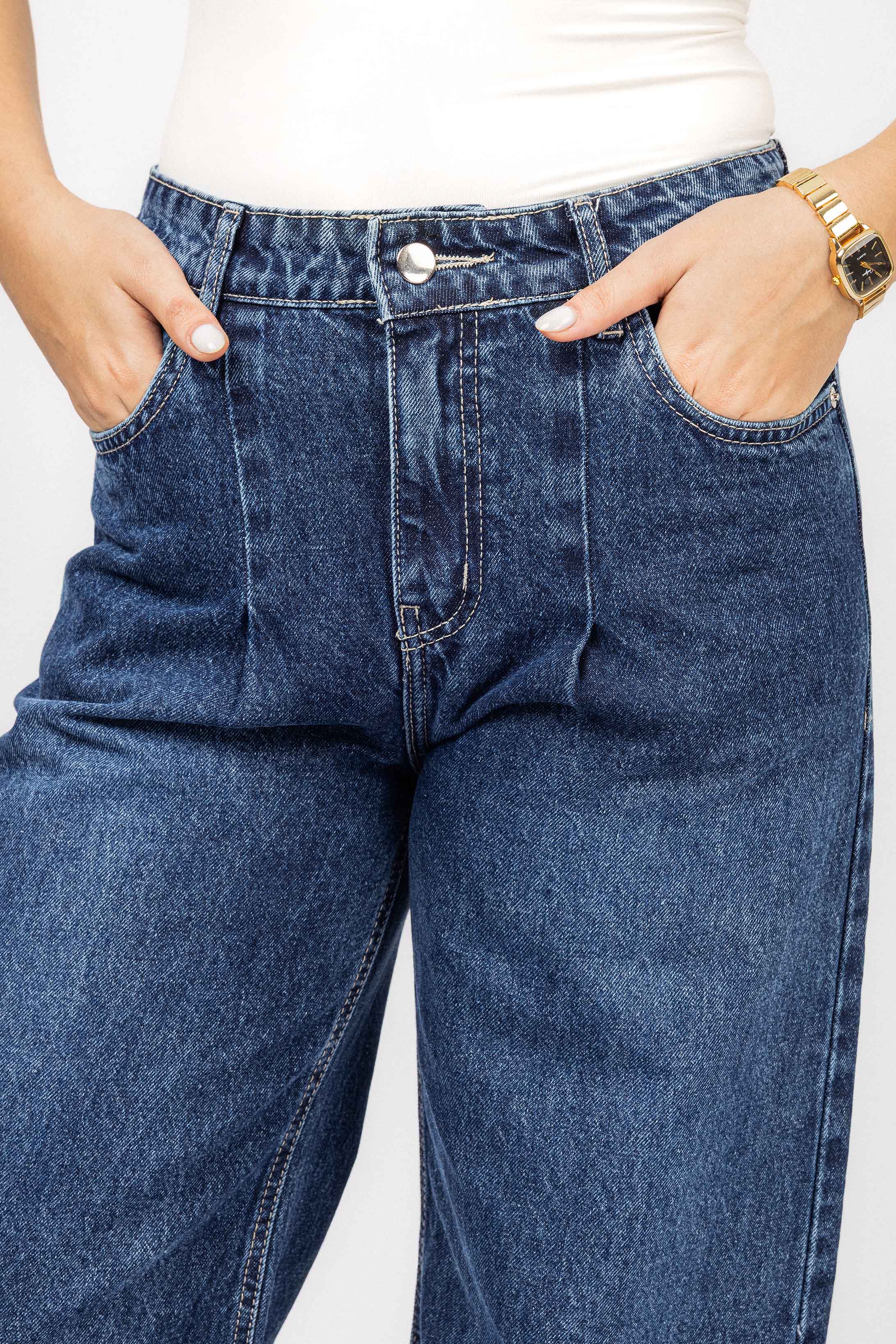 Dark Blue Washed Baggy Jeans