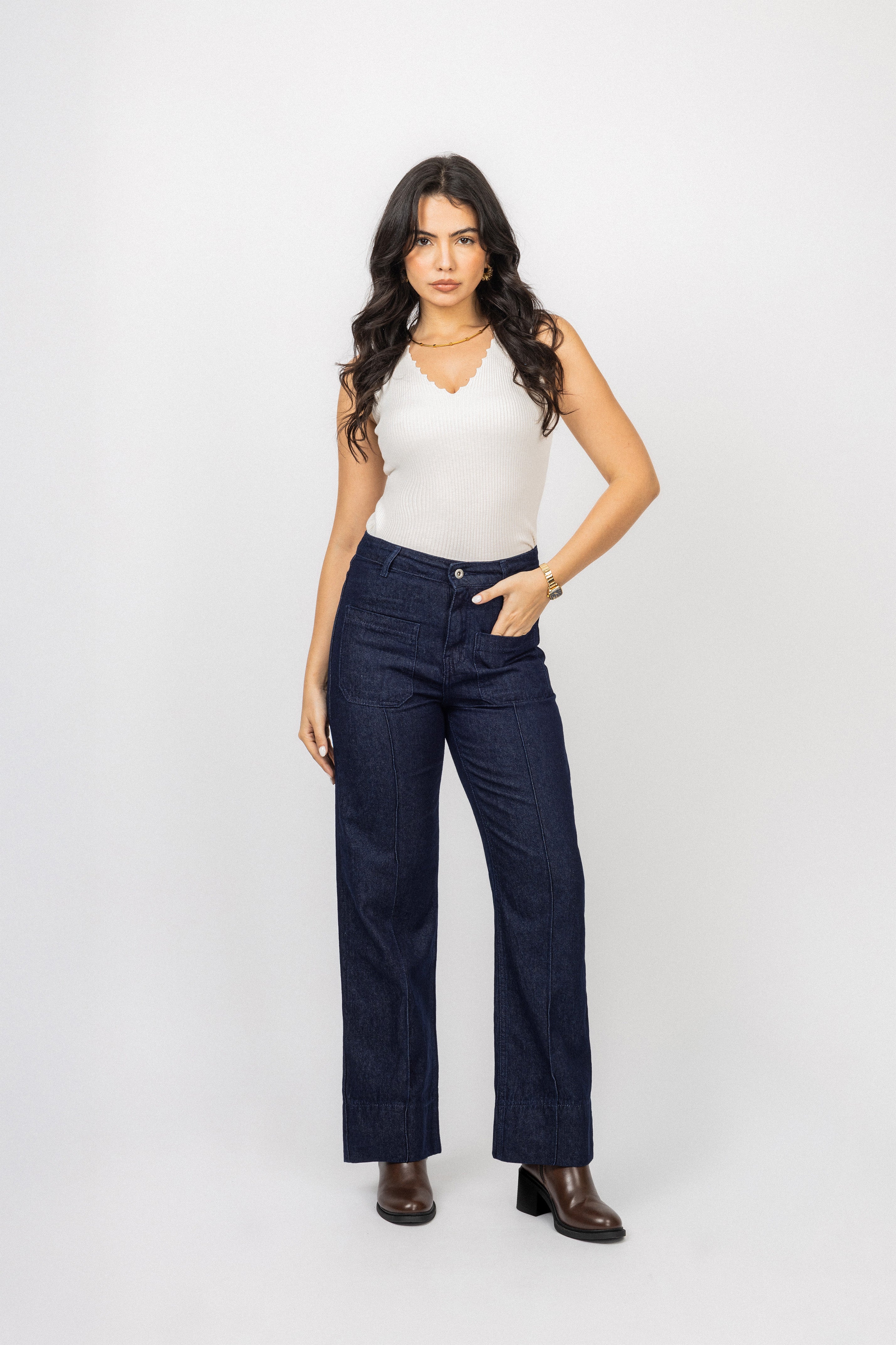 Dark Indigo Wide-Leg Jeans