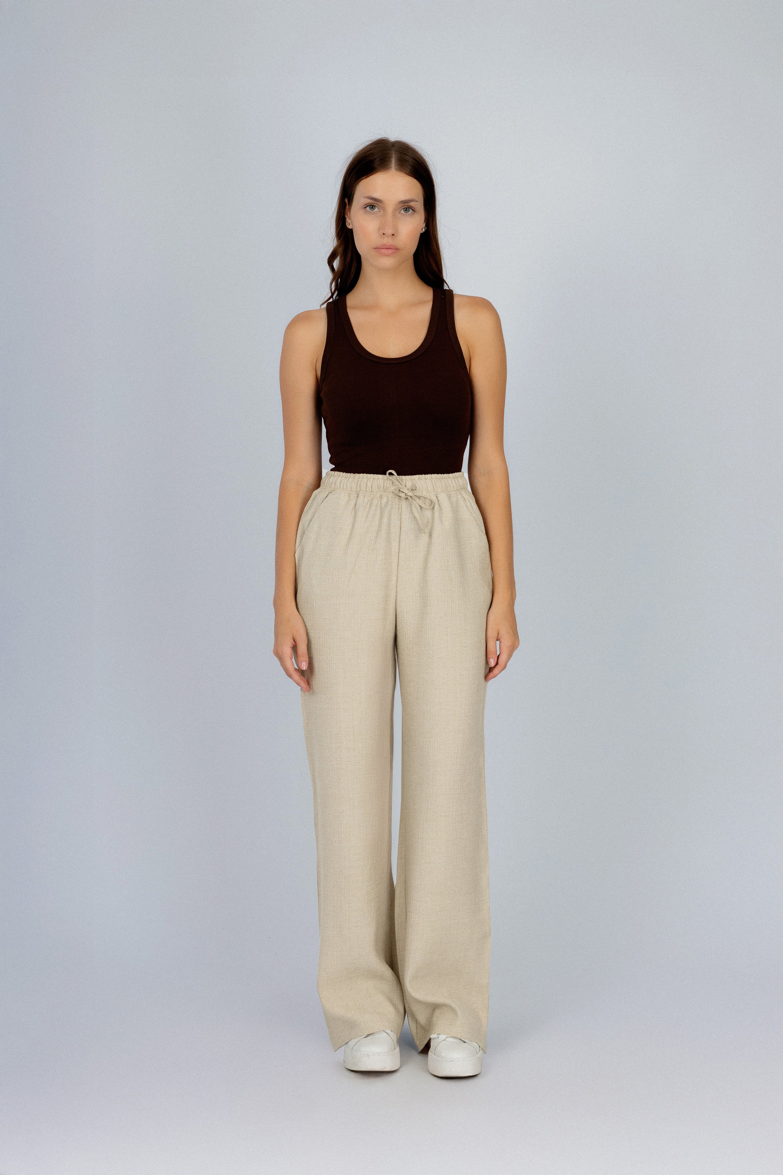 Beige Wide Leg Pant