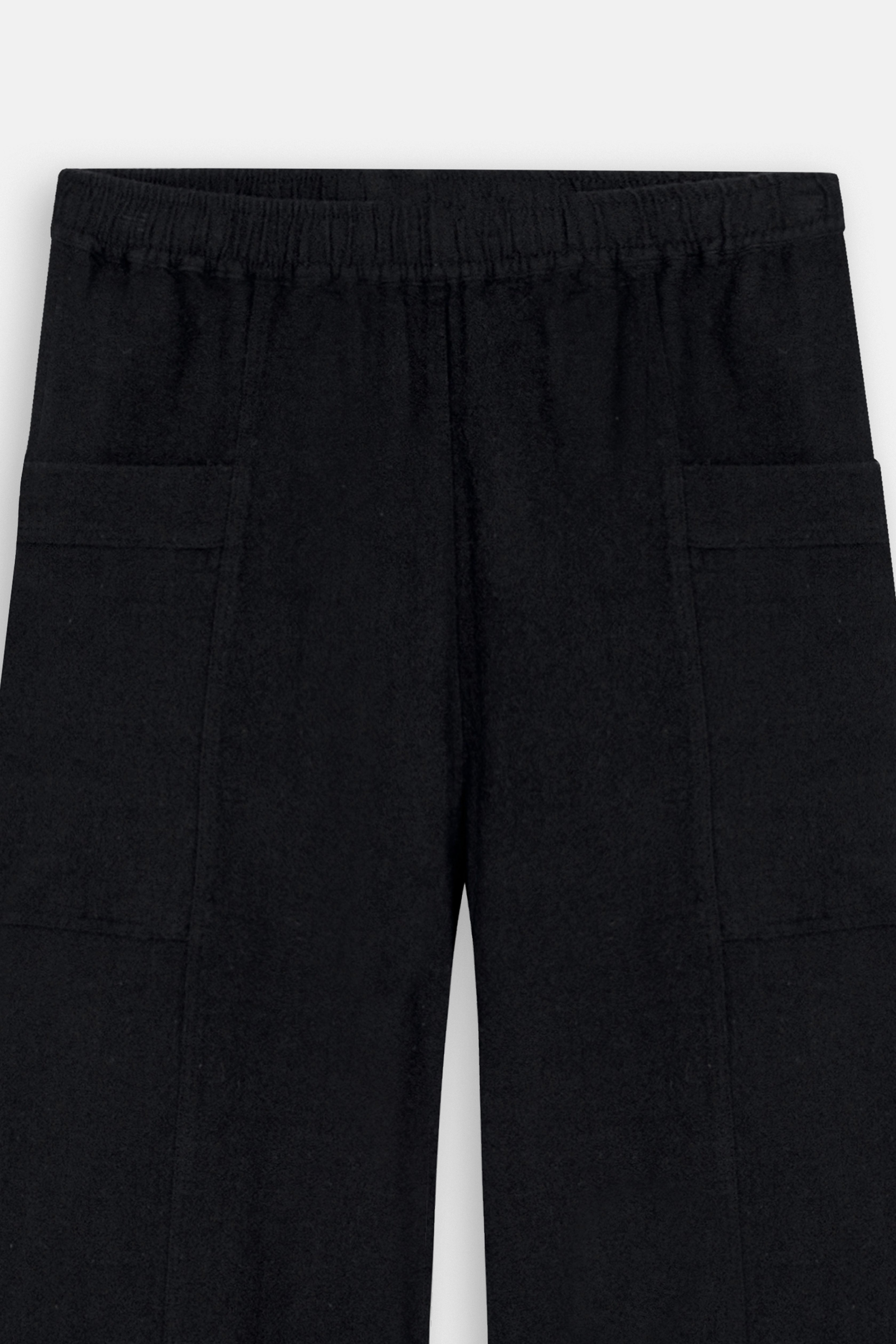 Wide Leg Black Linen Look Pant