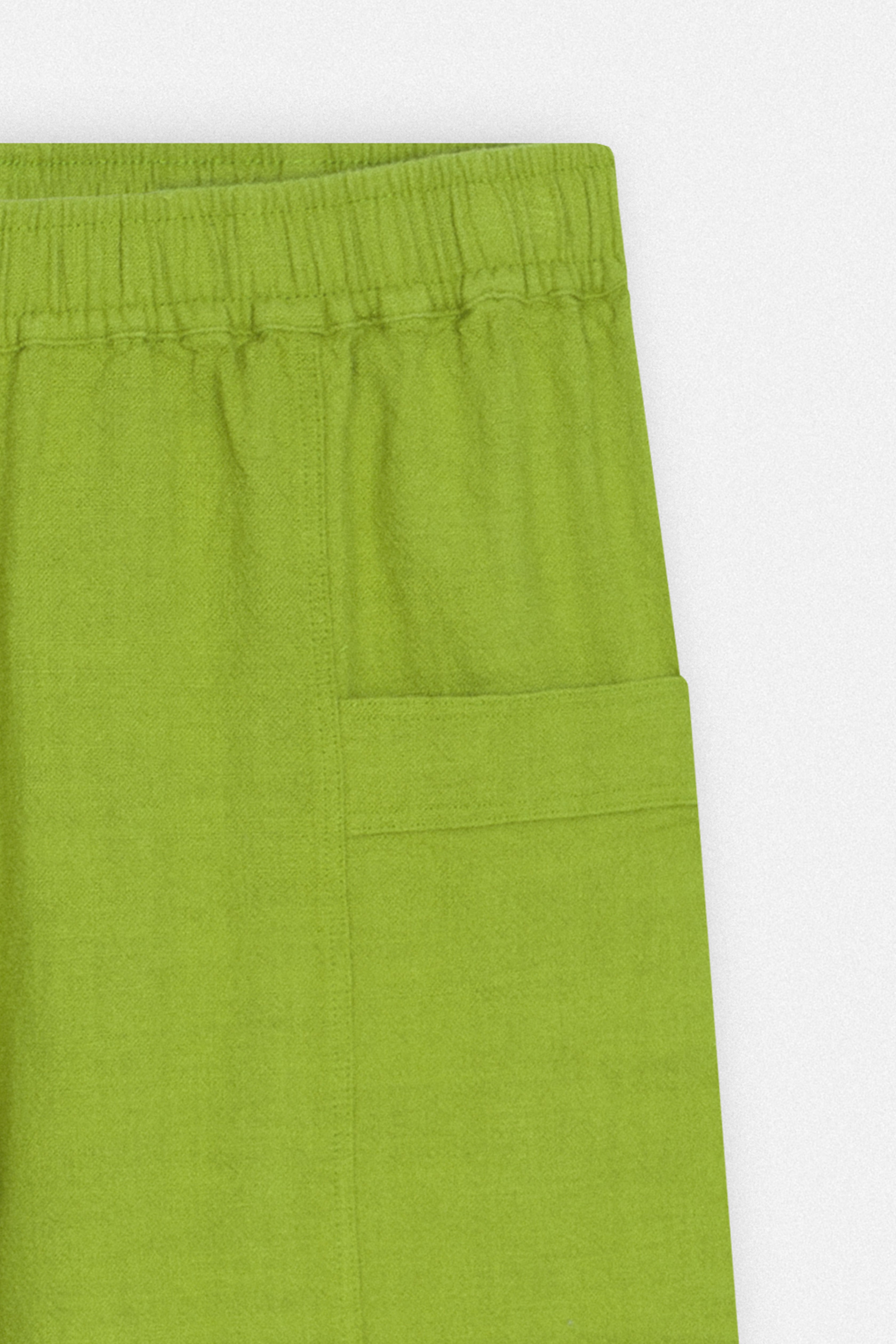 Wide Leg Green Linen Look Pant