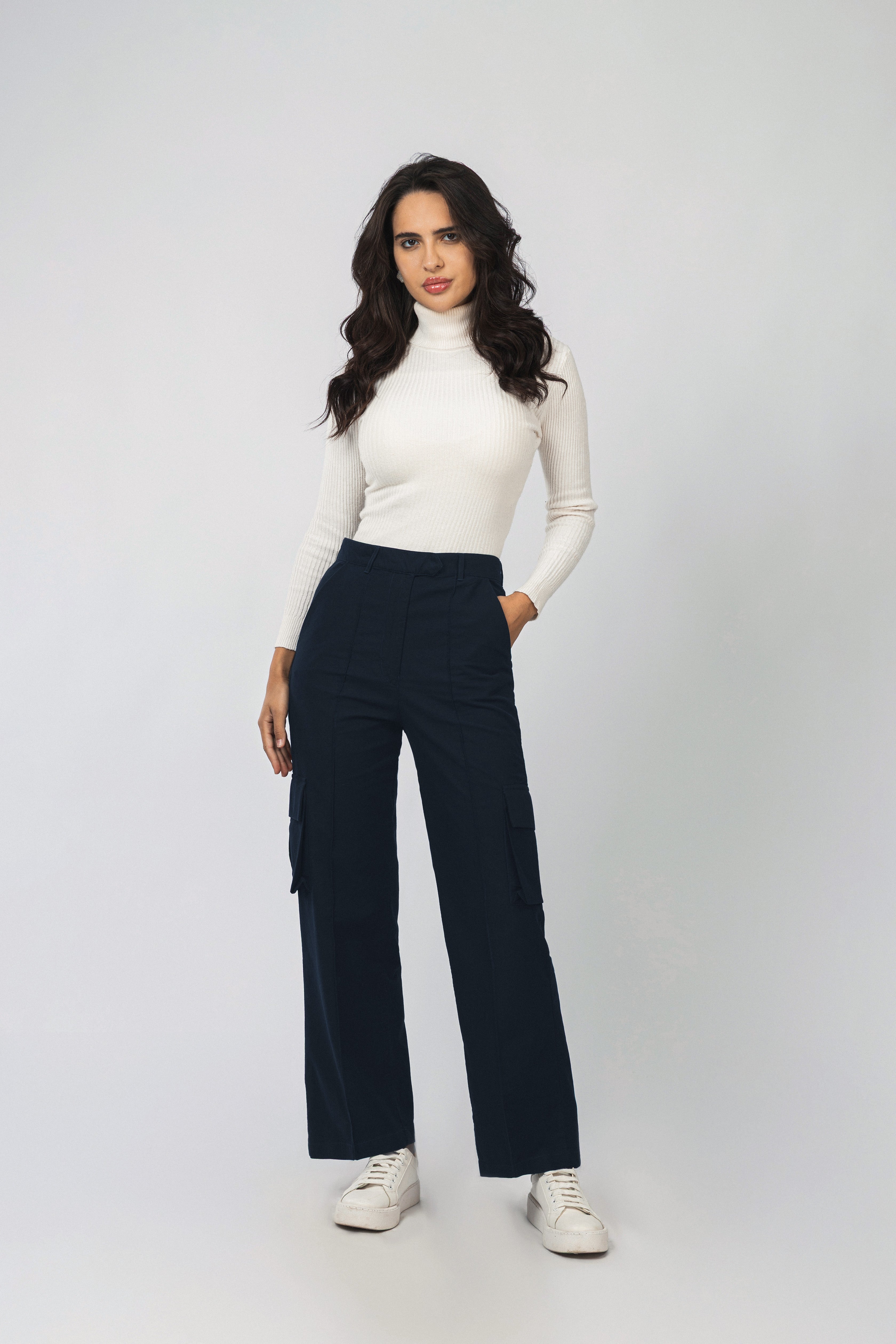 Navy Gabardine Cargo pants