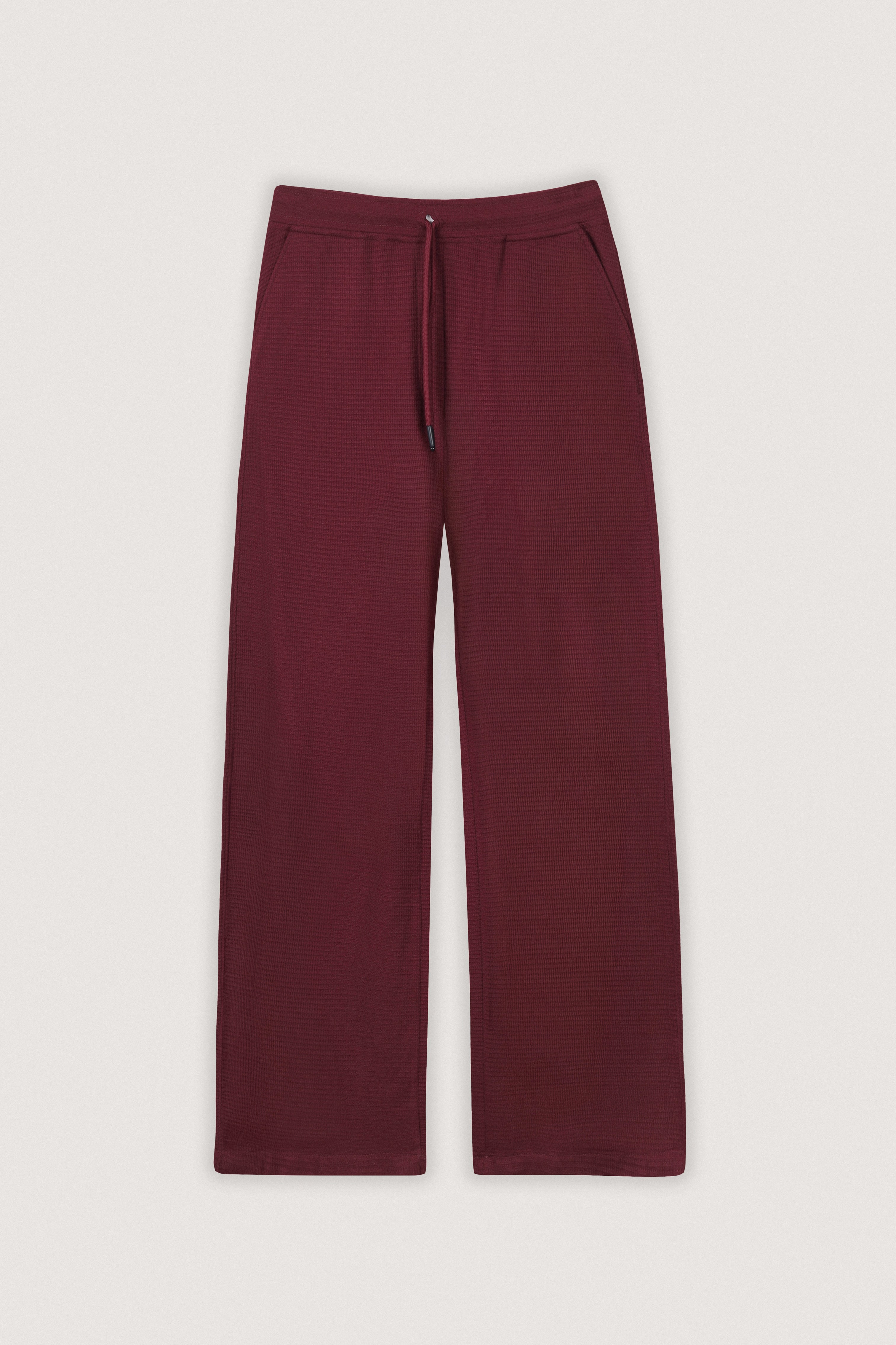 Dark Red Jacquard  Jersey Casual Pants