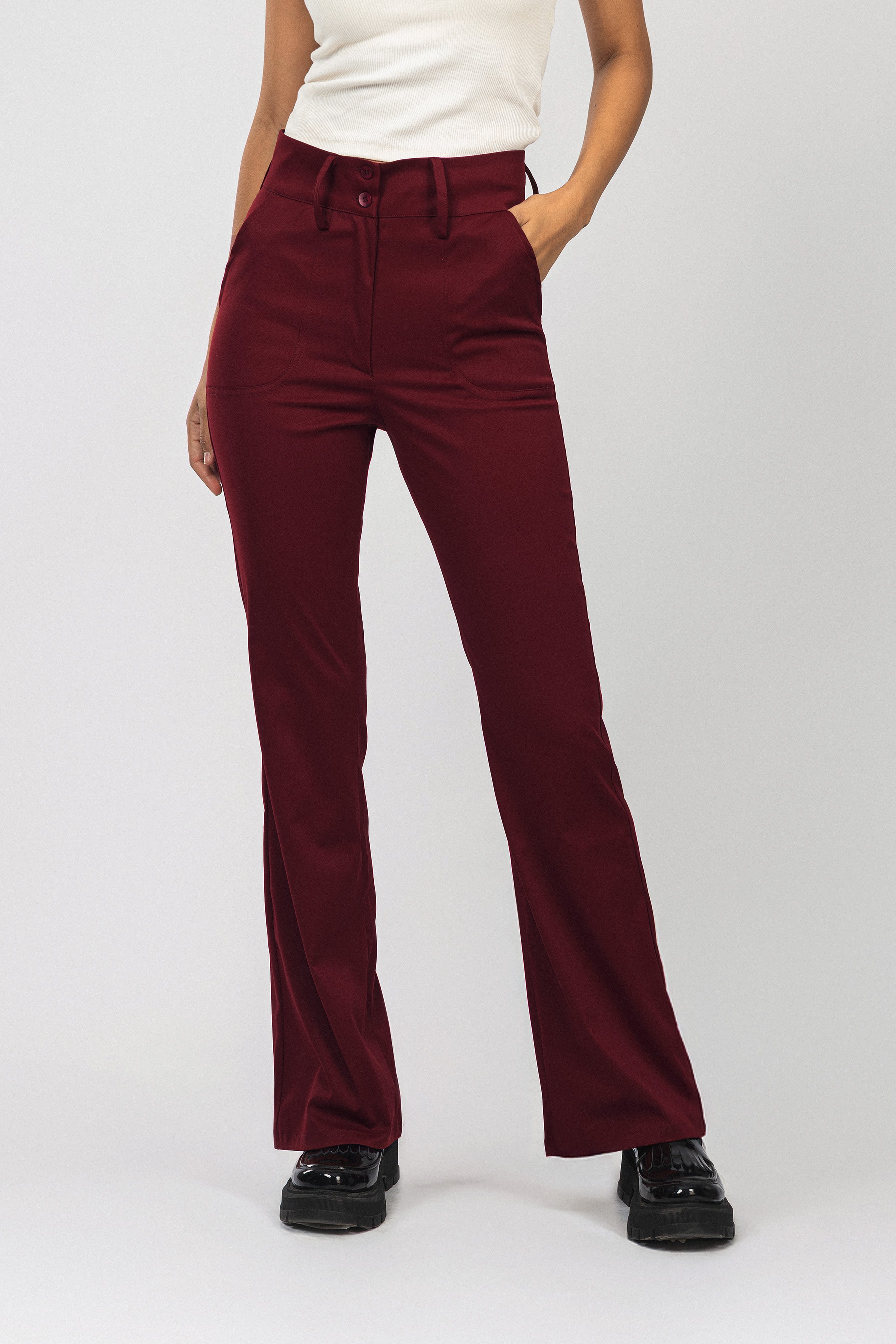 Bootcut Dark Red Classic Pants