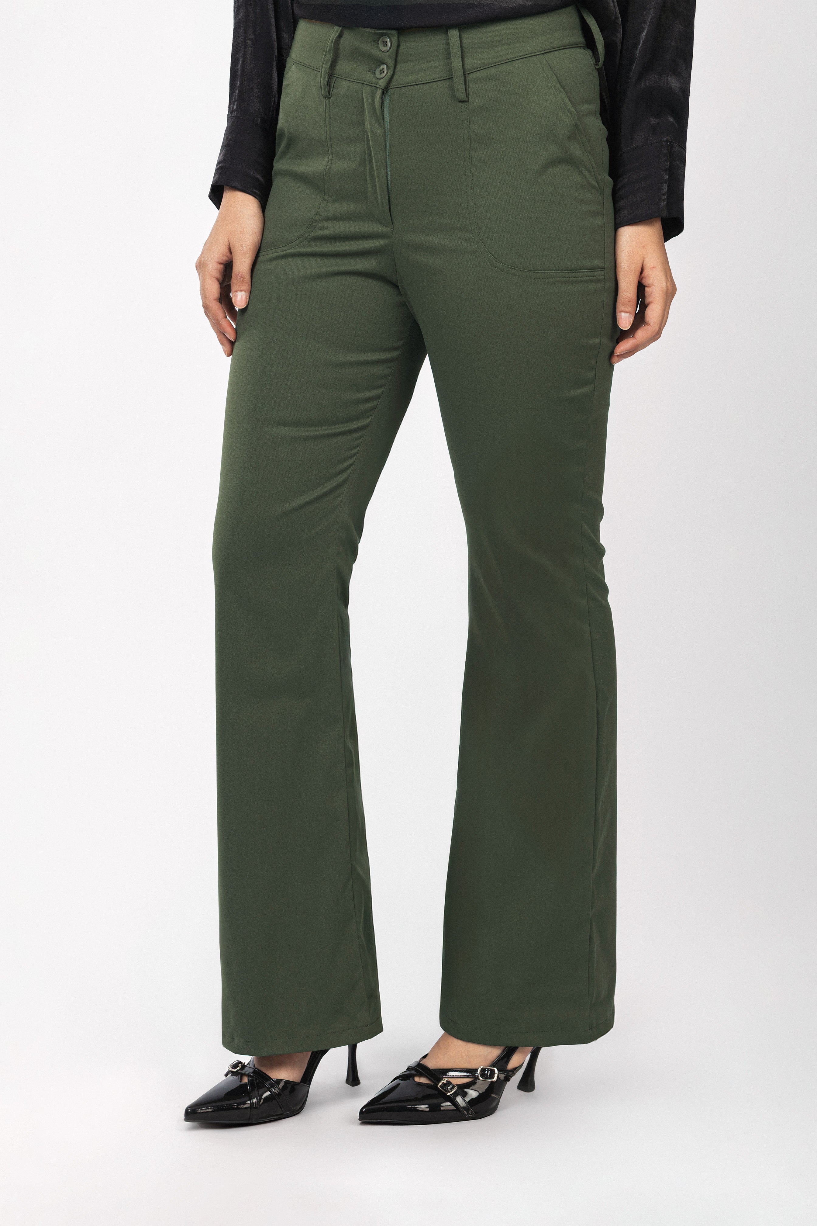 Bootcut Dark Green Classic Pants