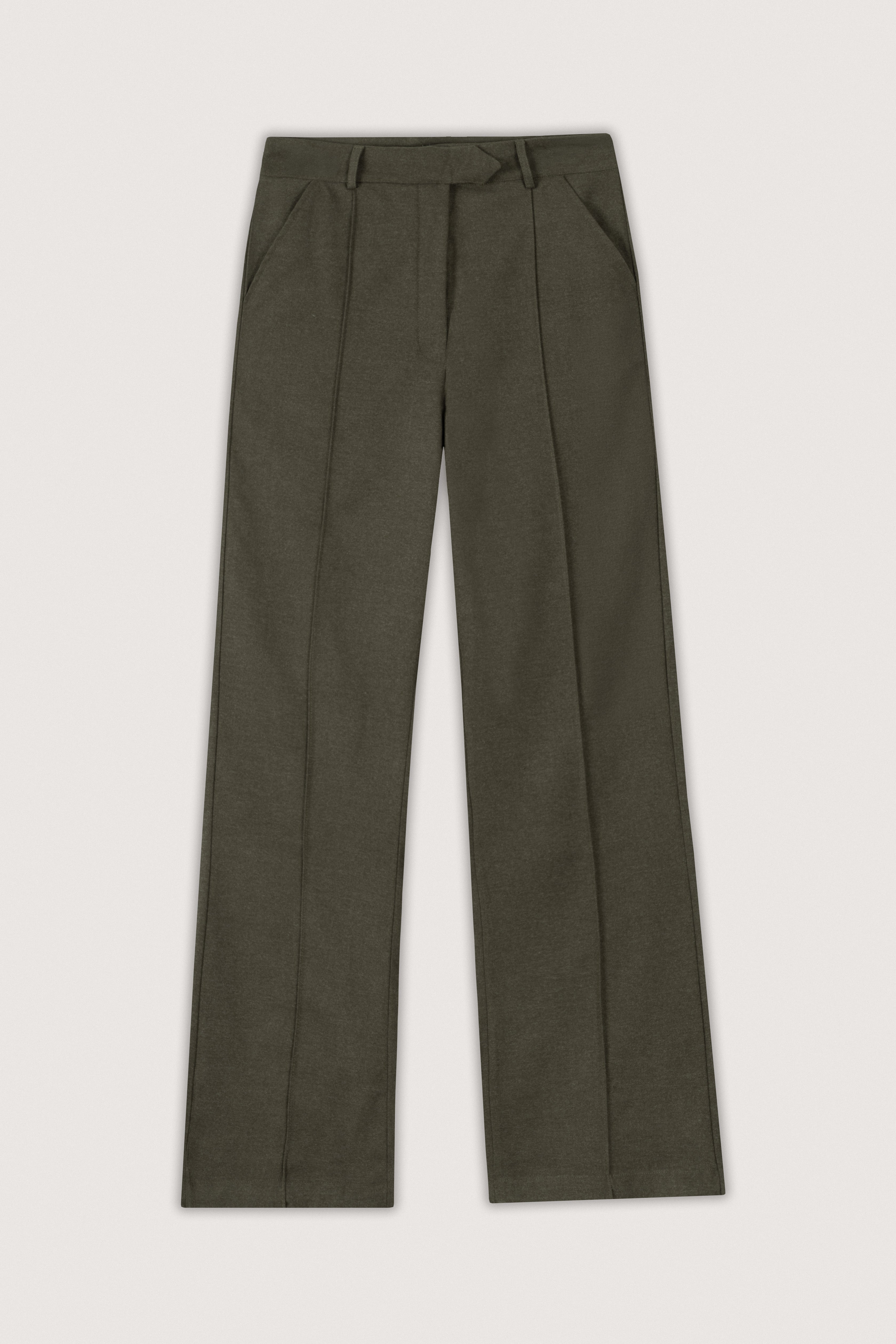 Olive Wool Feel Classic Pants