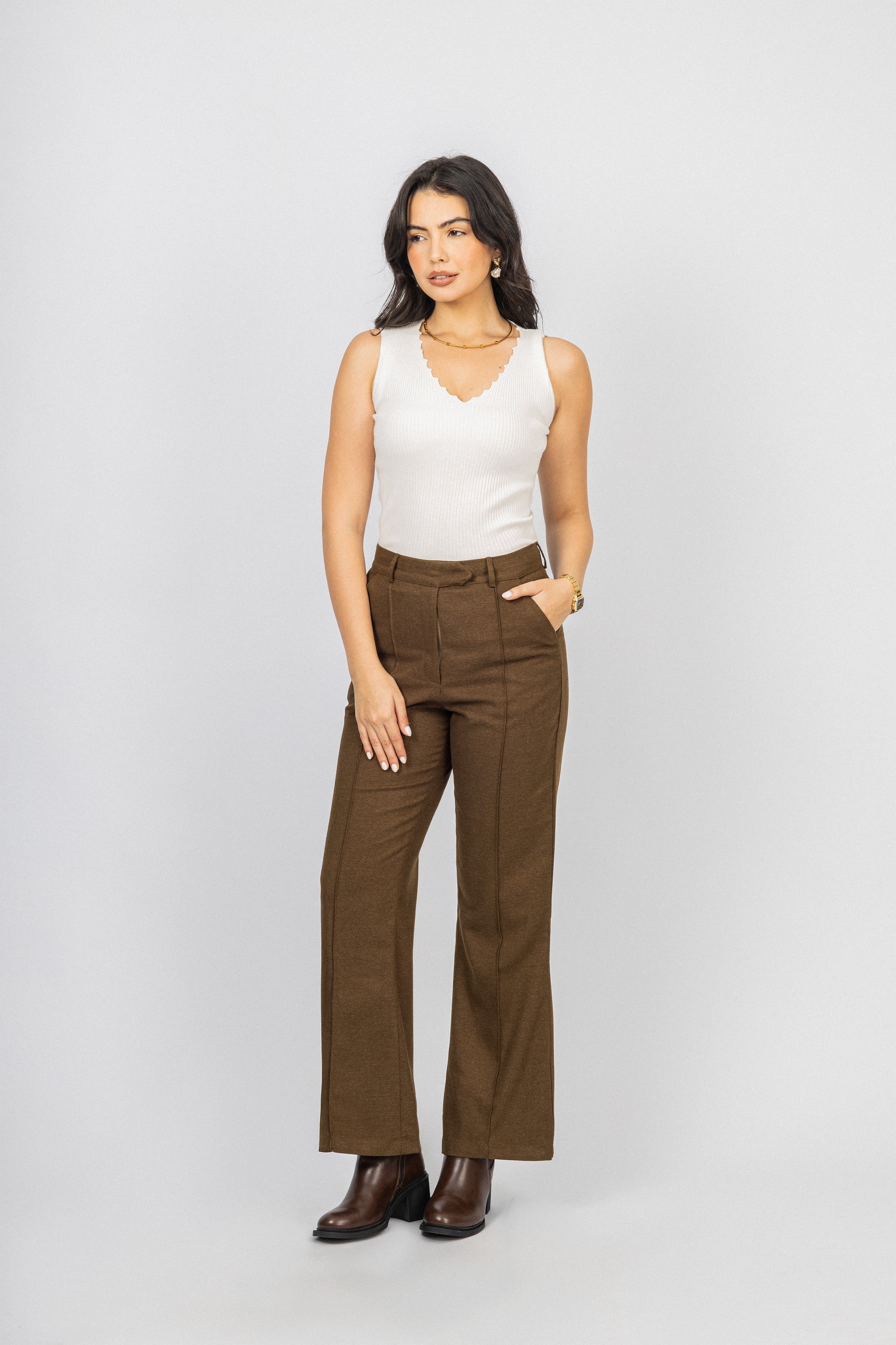 Brown Bootcut Classic Pants