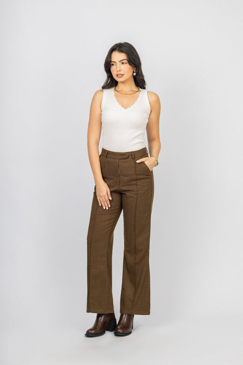 Brown Bootcut Classic Pants