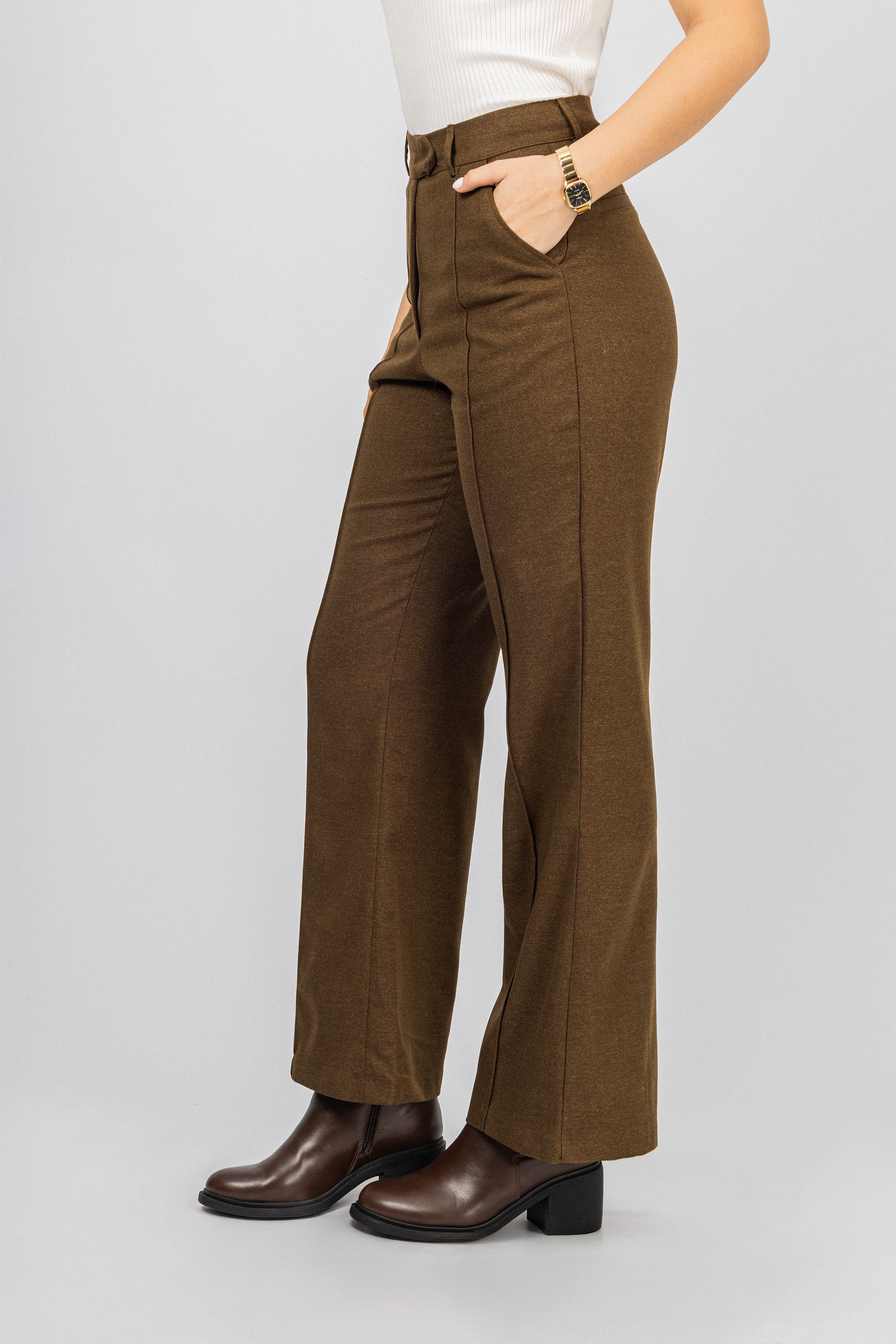 Brown Bootcut Classic Pants