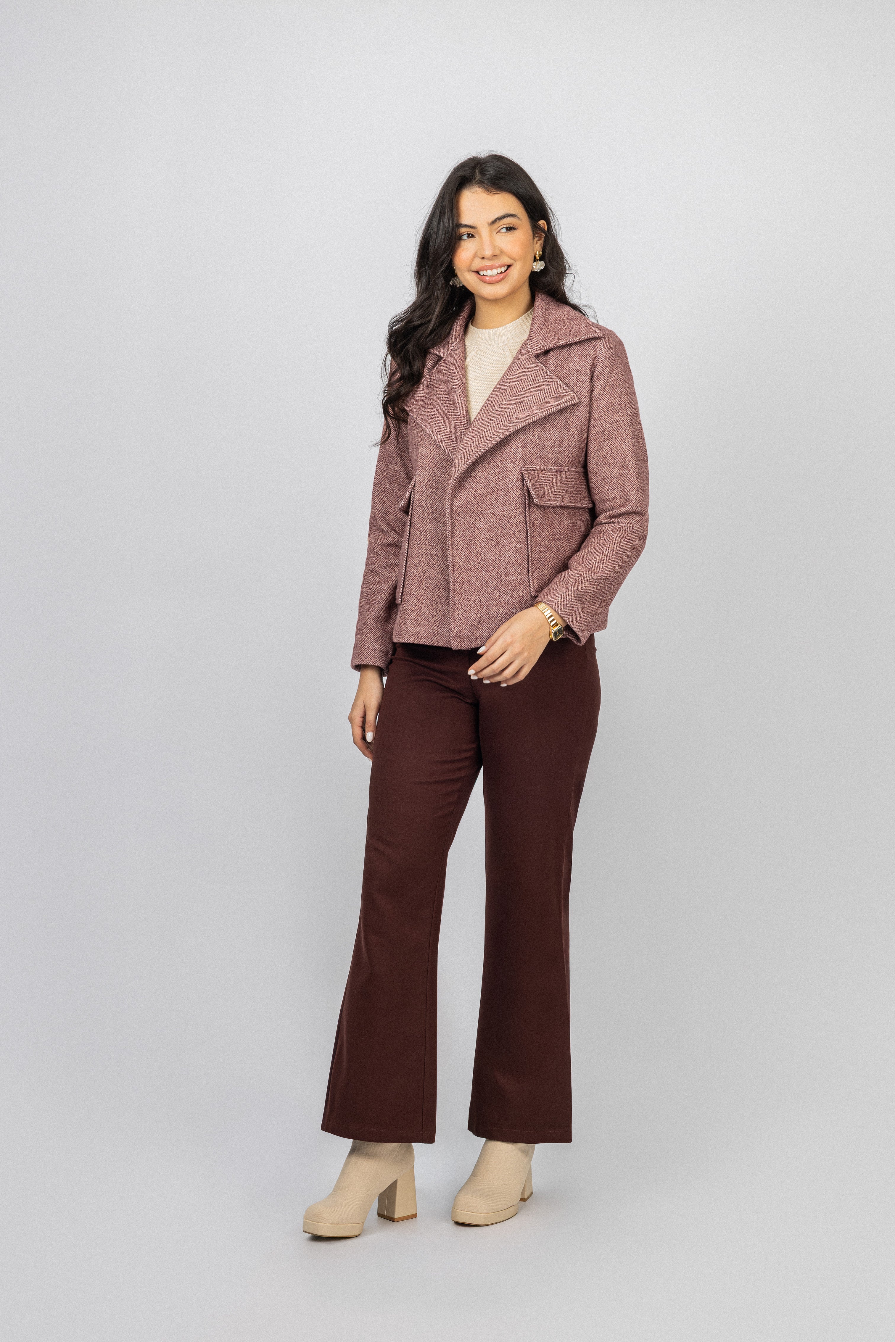 Burgundy Jacquard Chevron Jacket