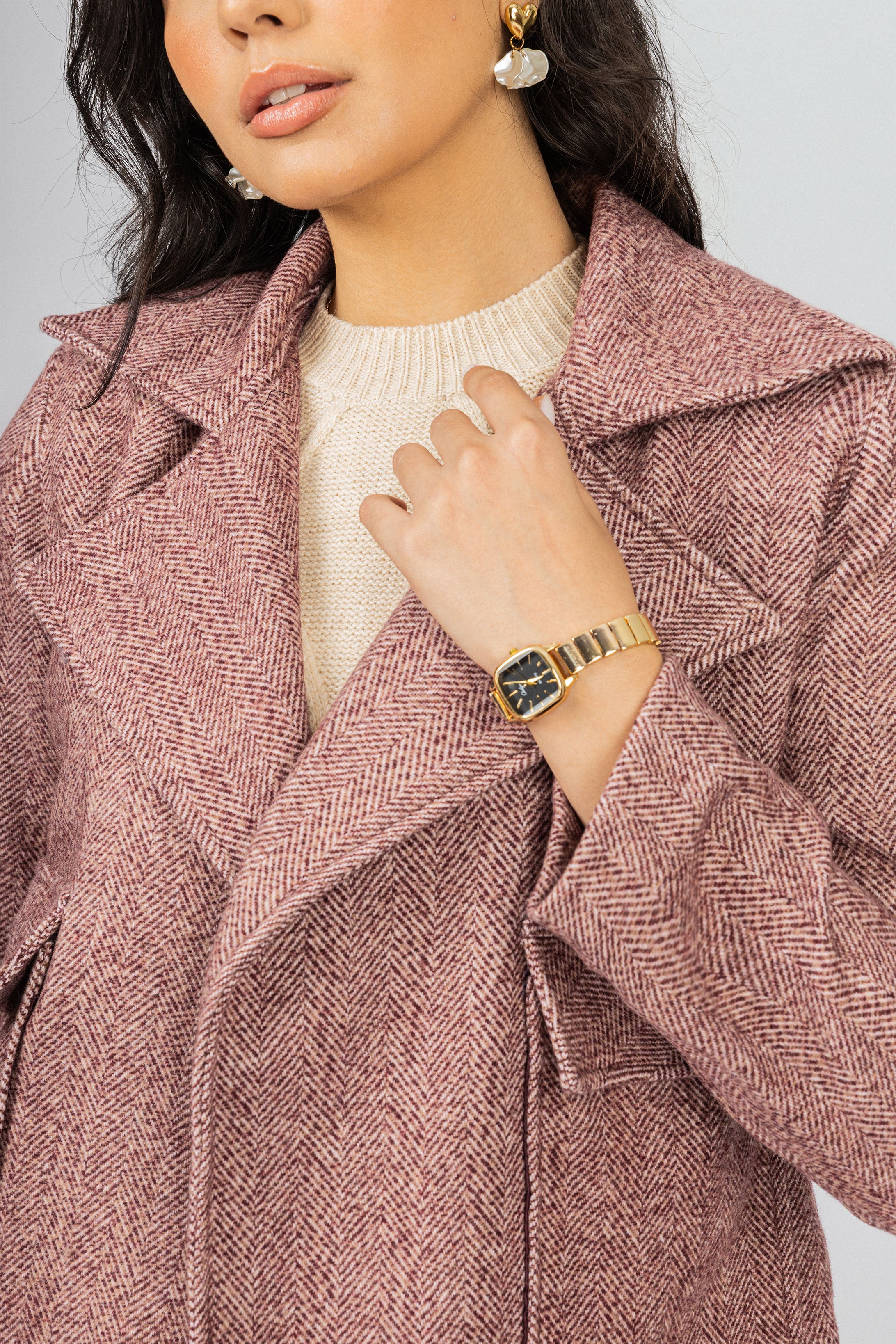 Burgundy Jacquard Chevron Jacket