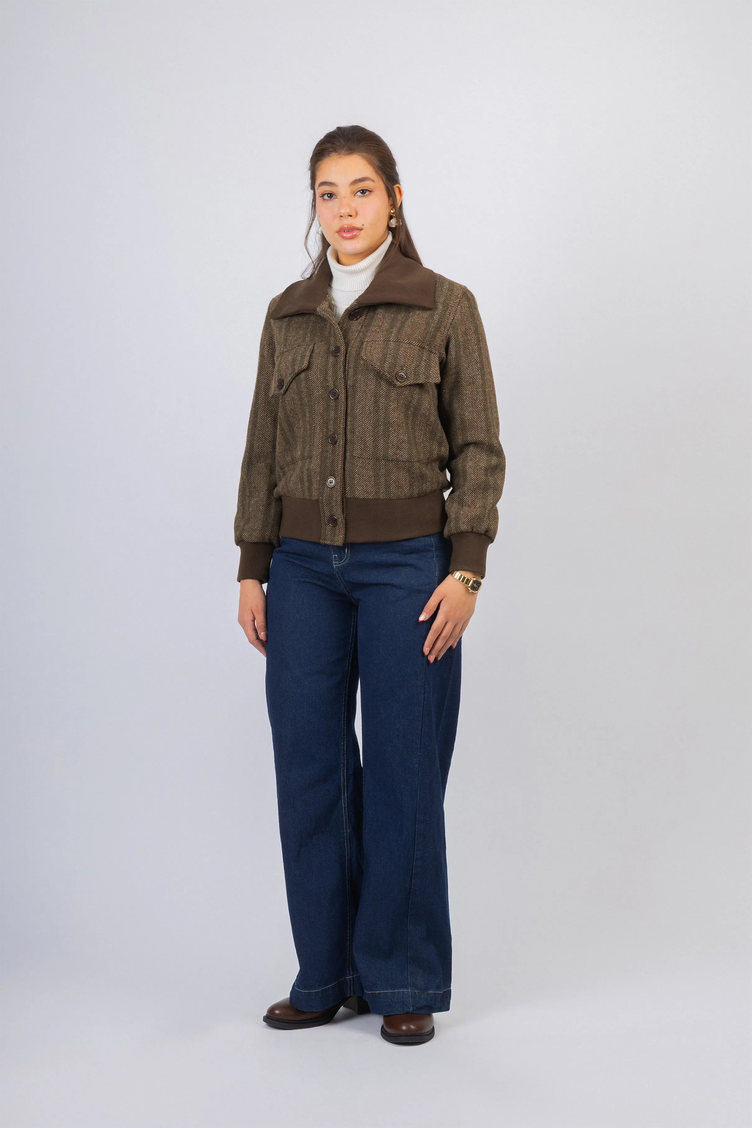 Dark Brown Jacquard Jacket