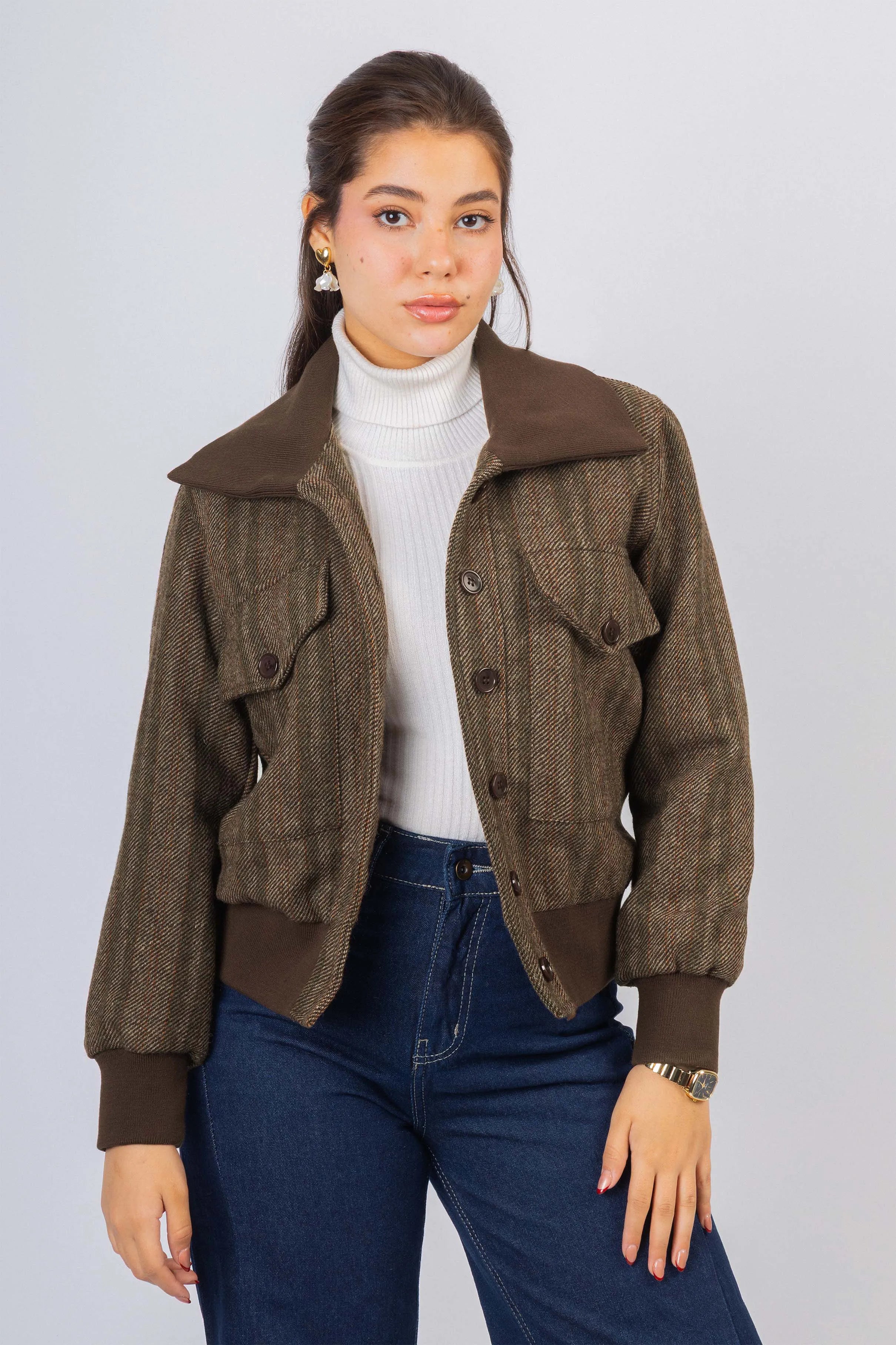 Dark Brown Jacquard Jacket