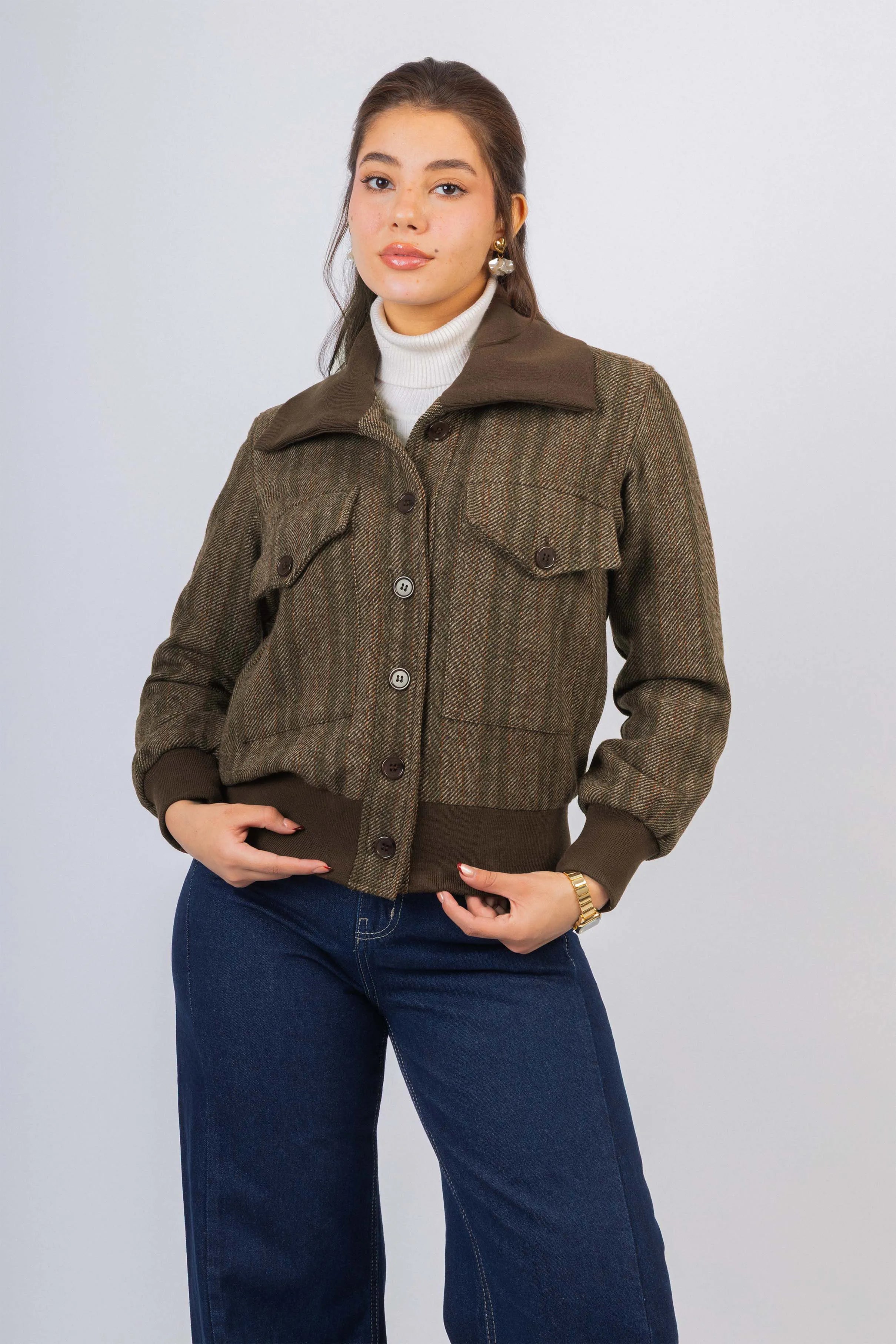 Dark Brown Jacquard Jacket