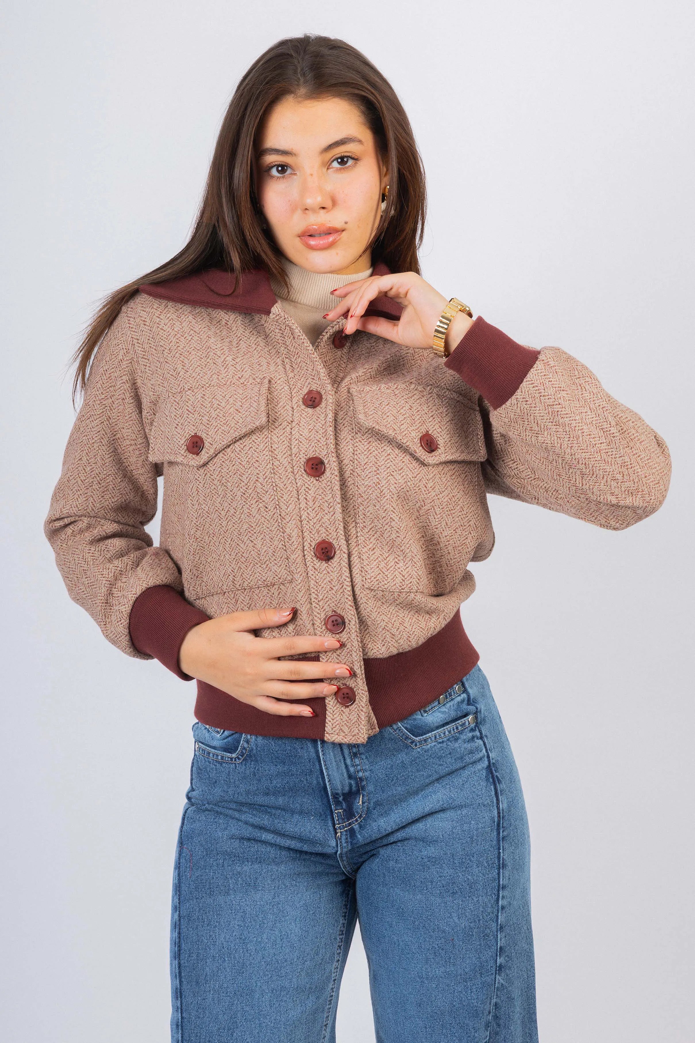 Burgundy Jacquard Jacket