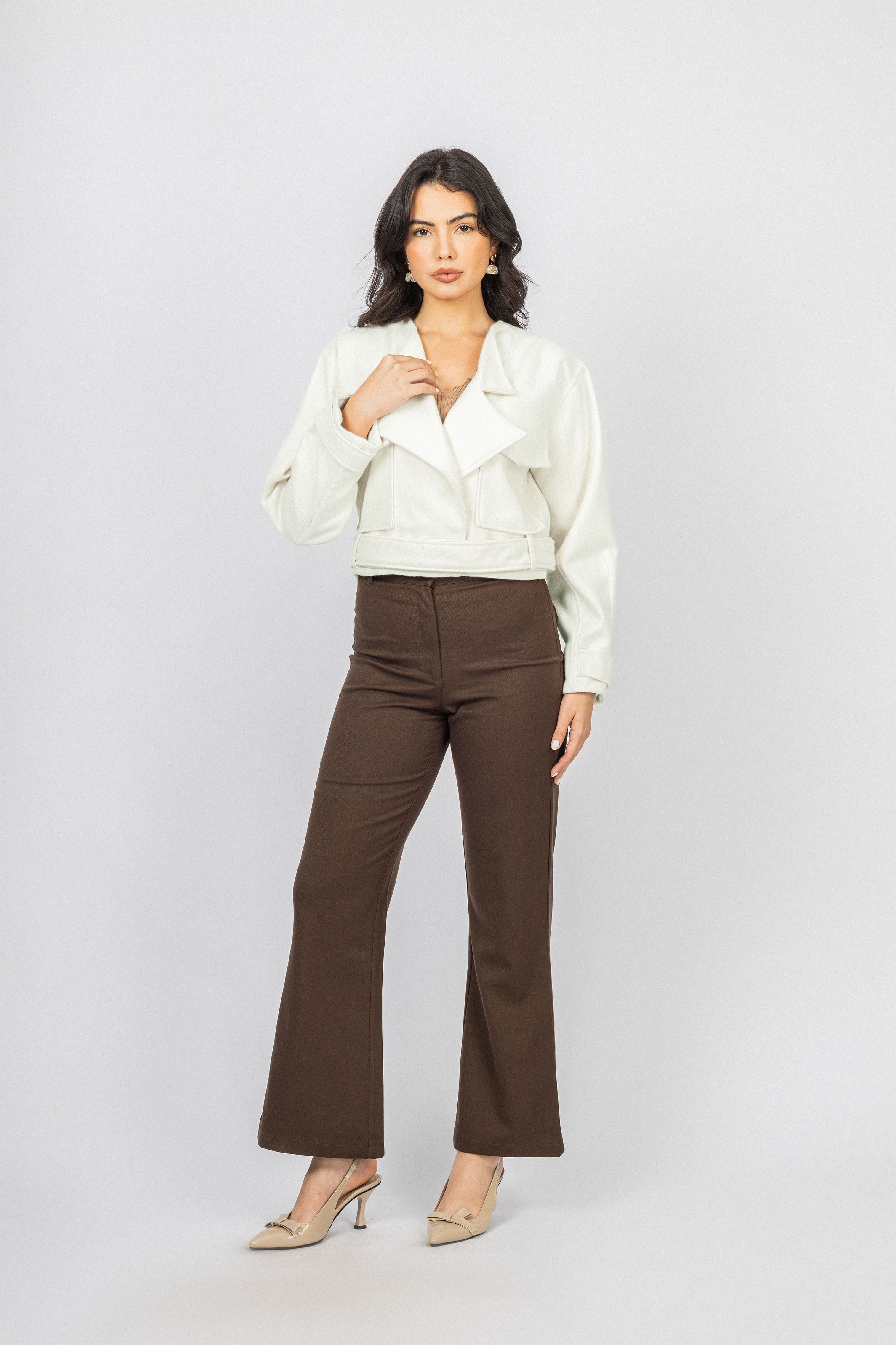 Off White Cropped Felt Jacket