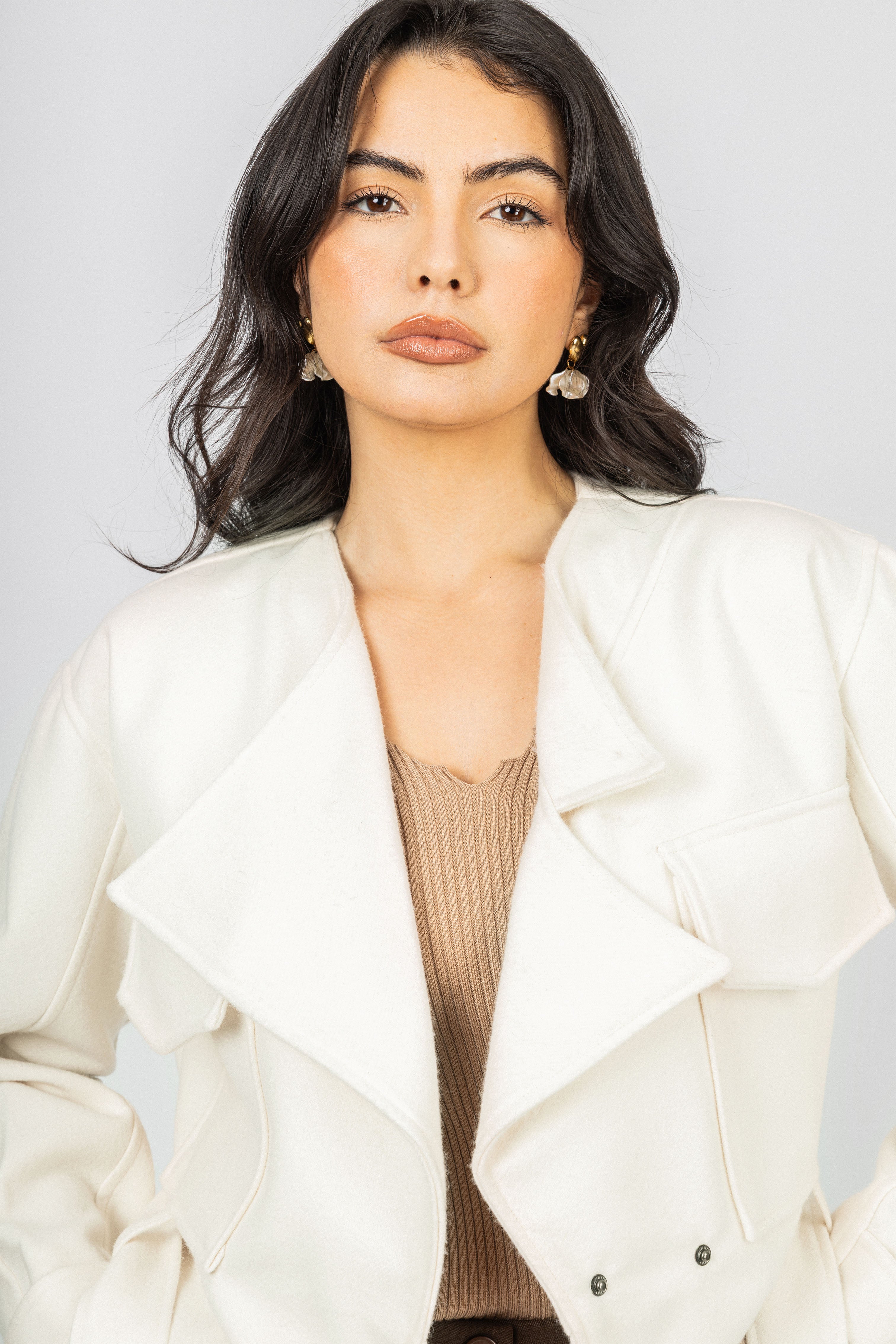 Off White Cropped Felt Jacket