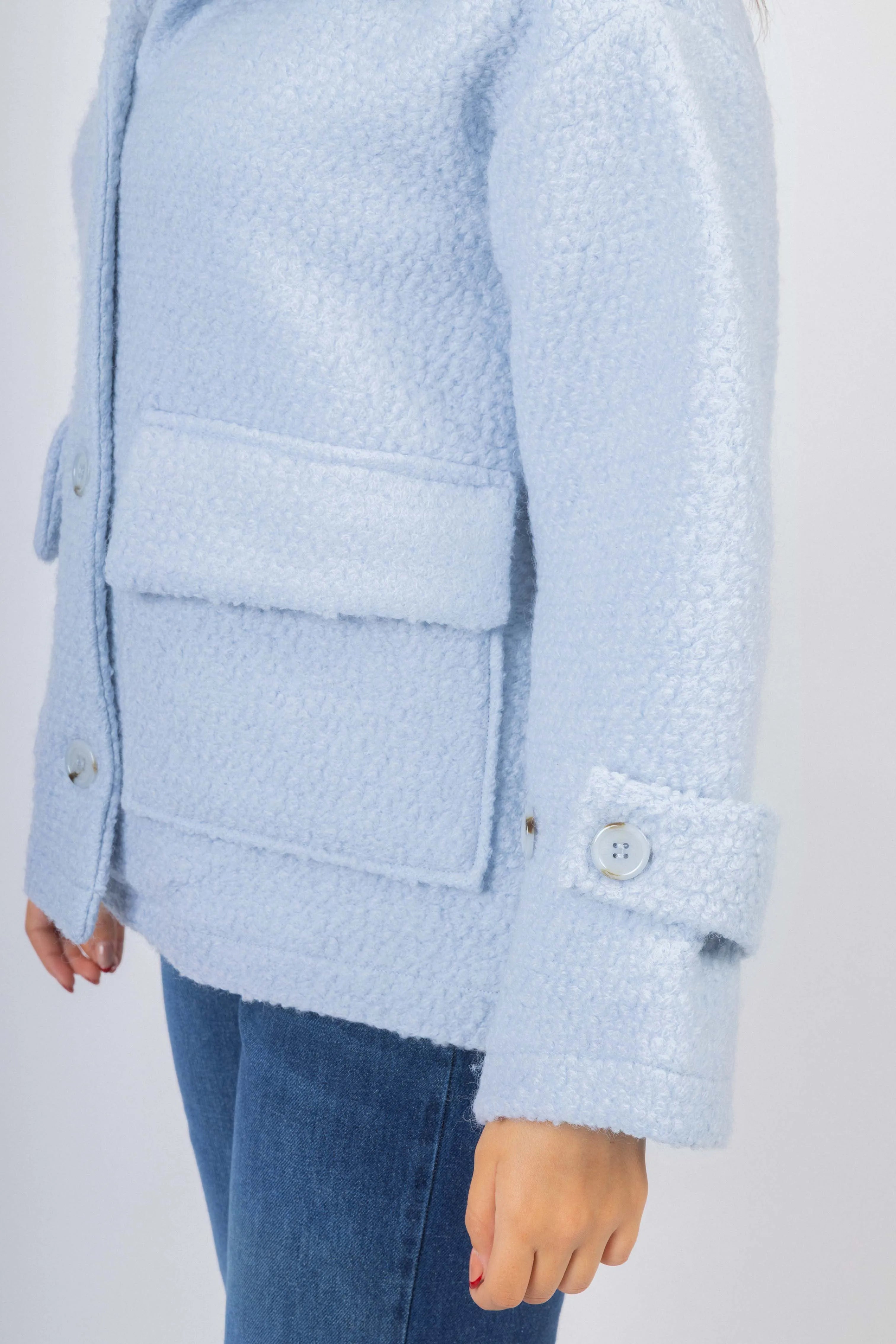 Light Blue Bouclé fleece Jacket