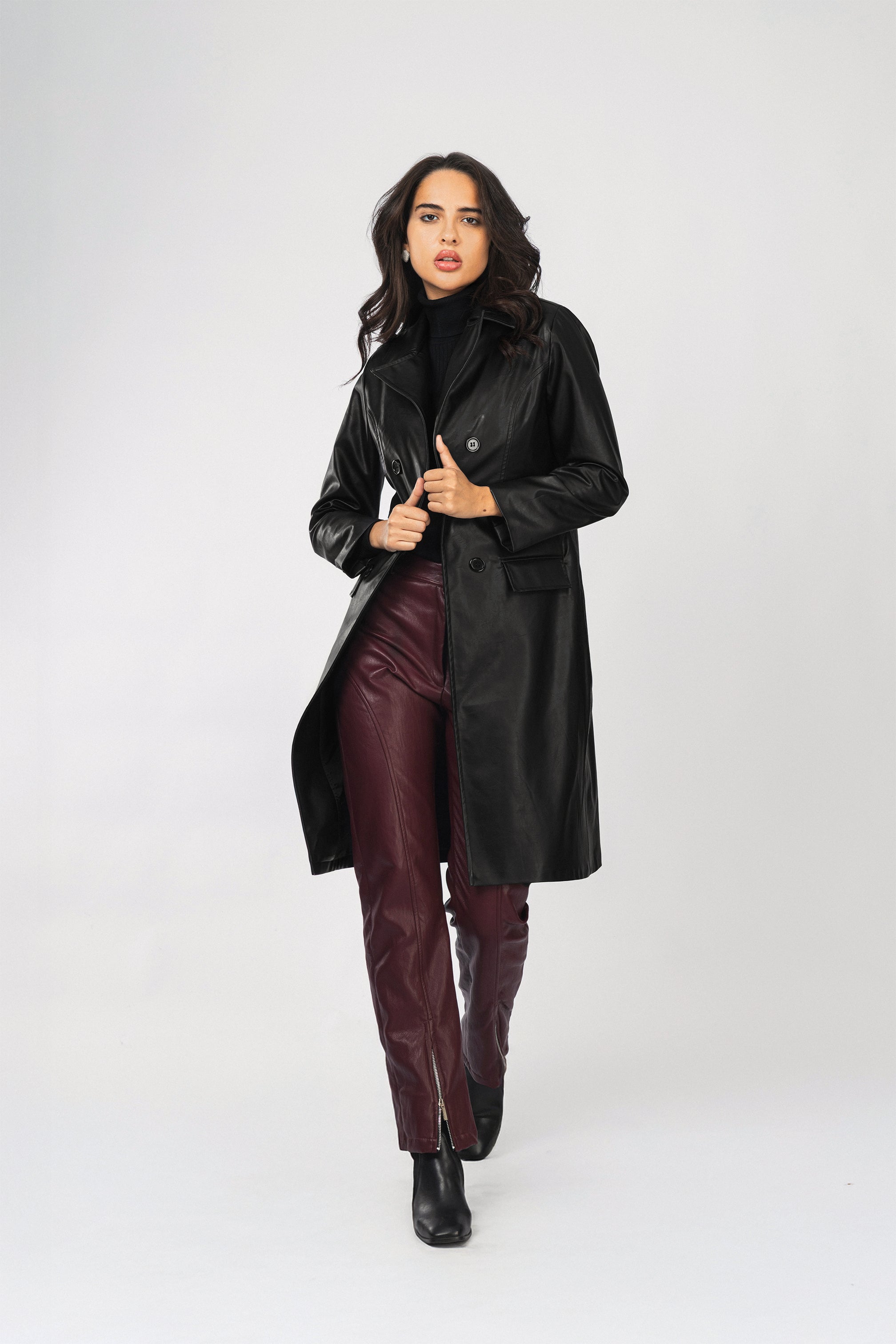Black Leather Long Coat