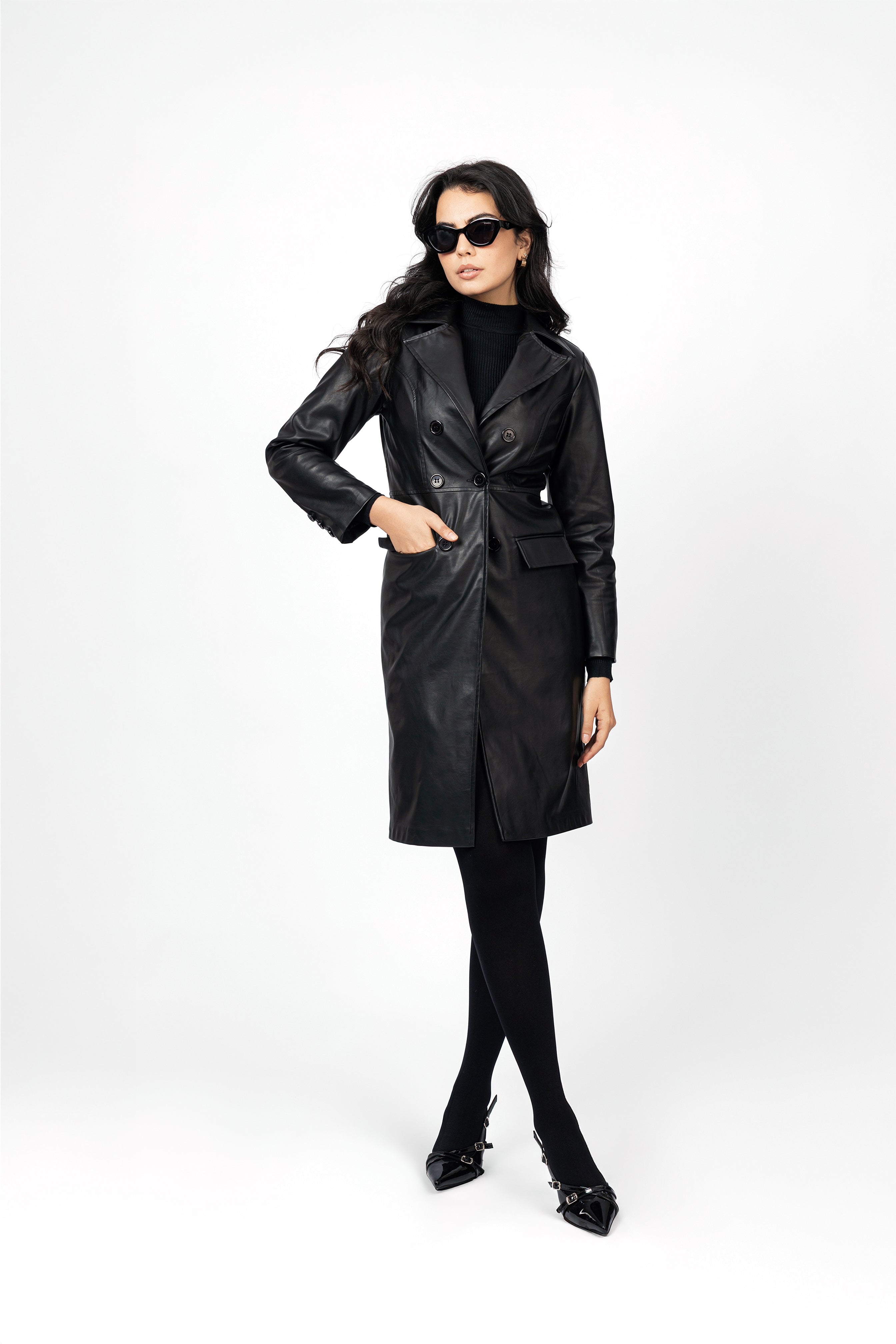 Black Leather Long Coat