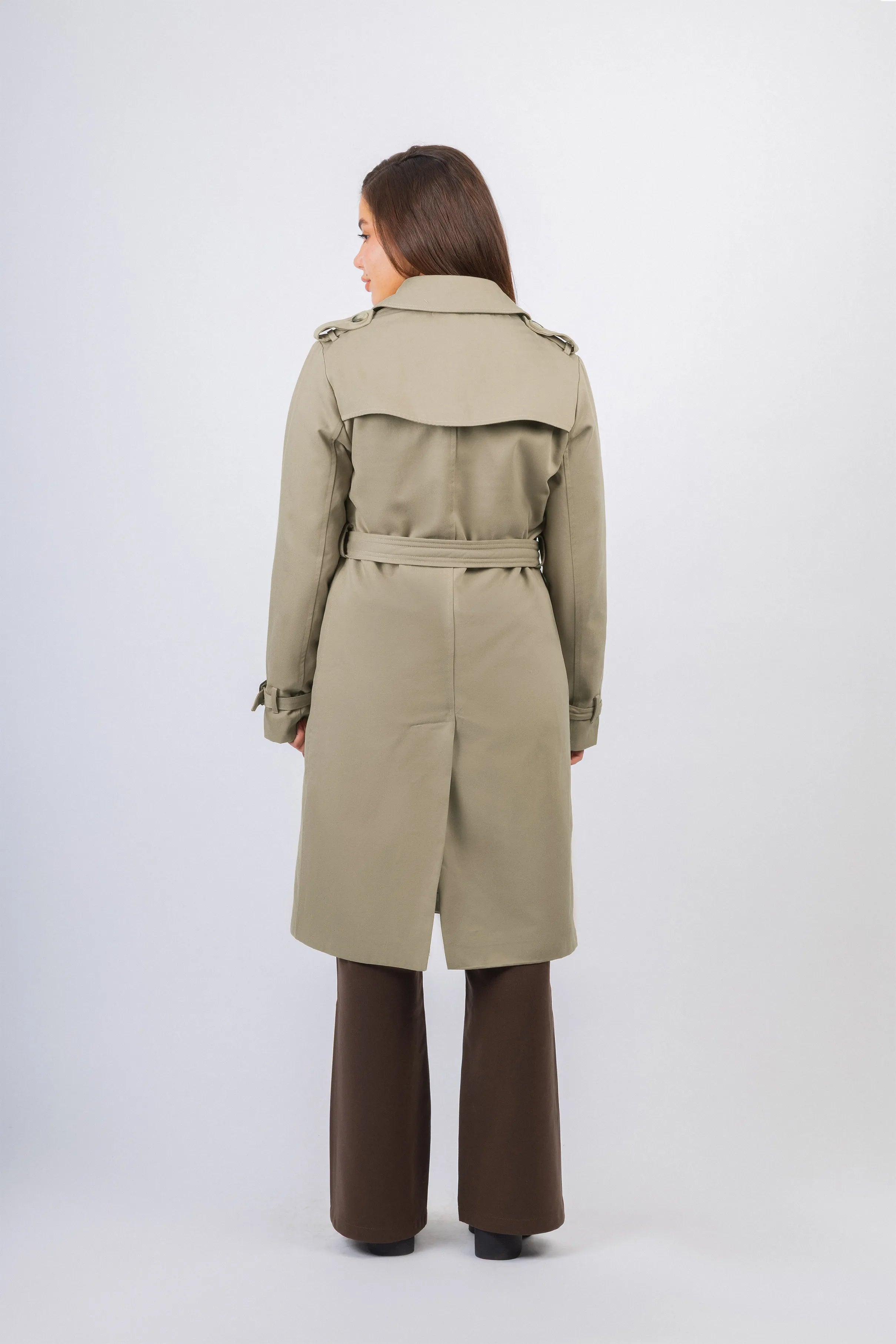 Light Beige Gabardine Trench Coat