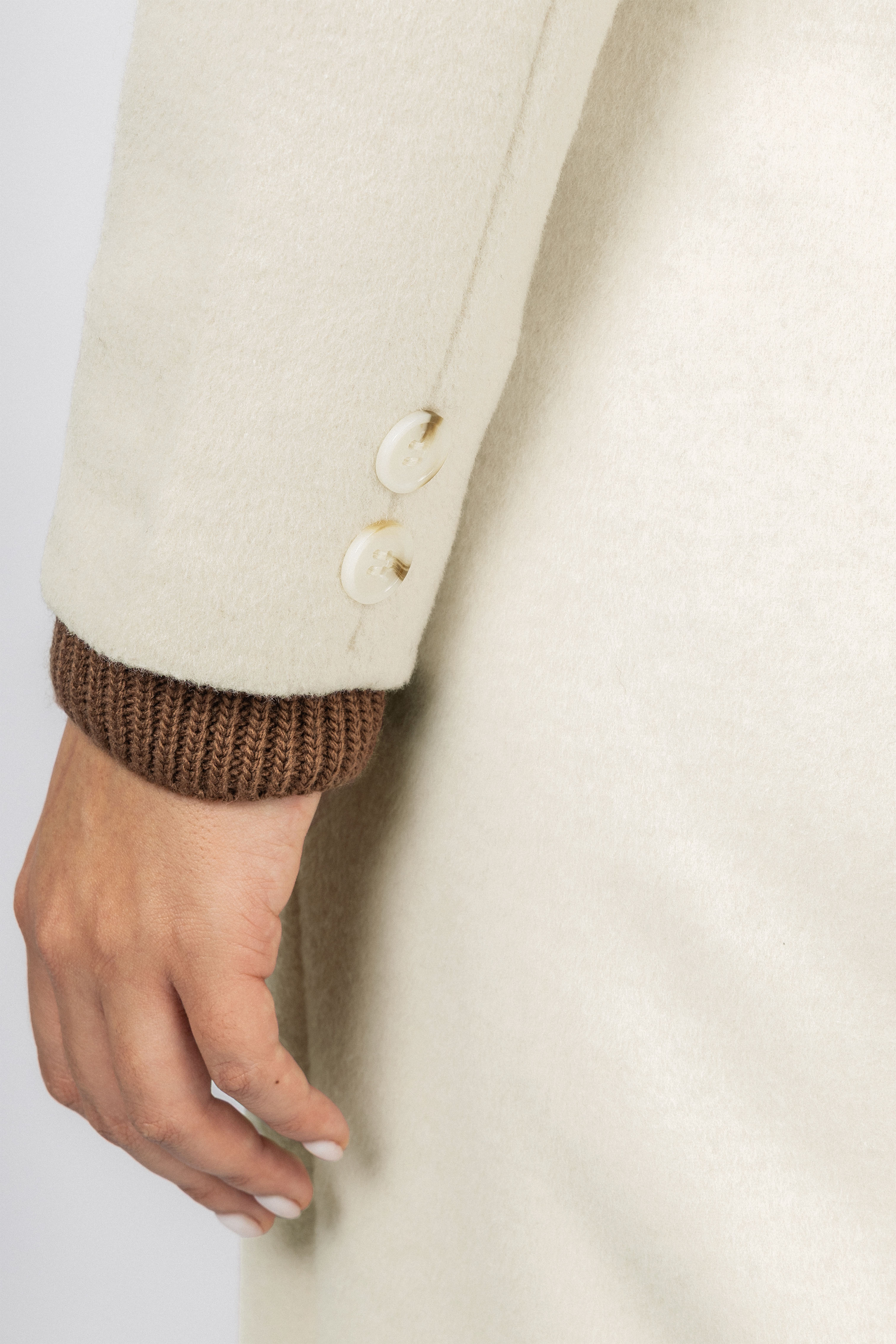 Off White Felt Full length Coat