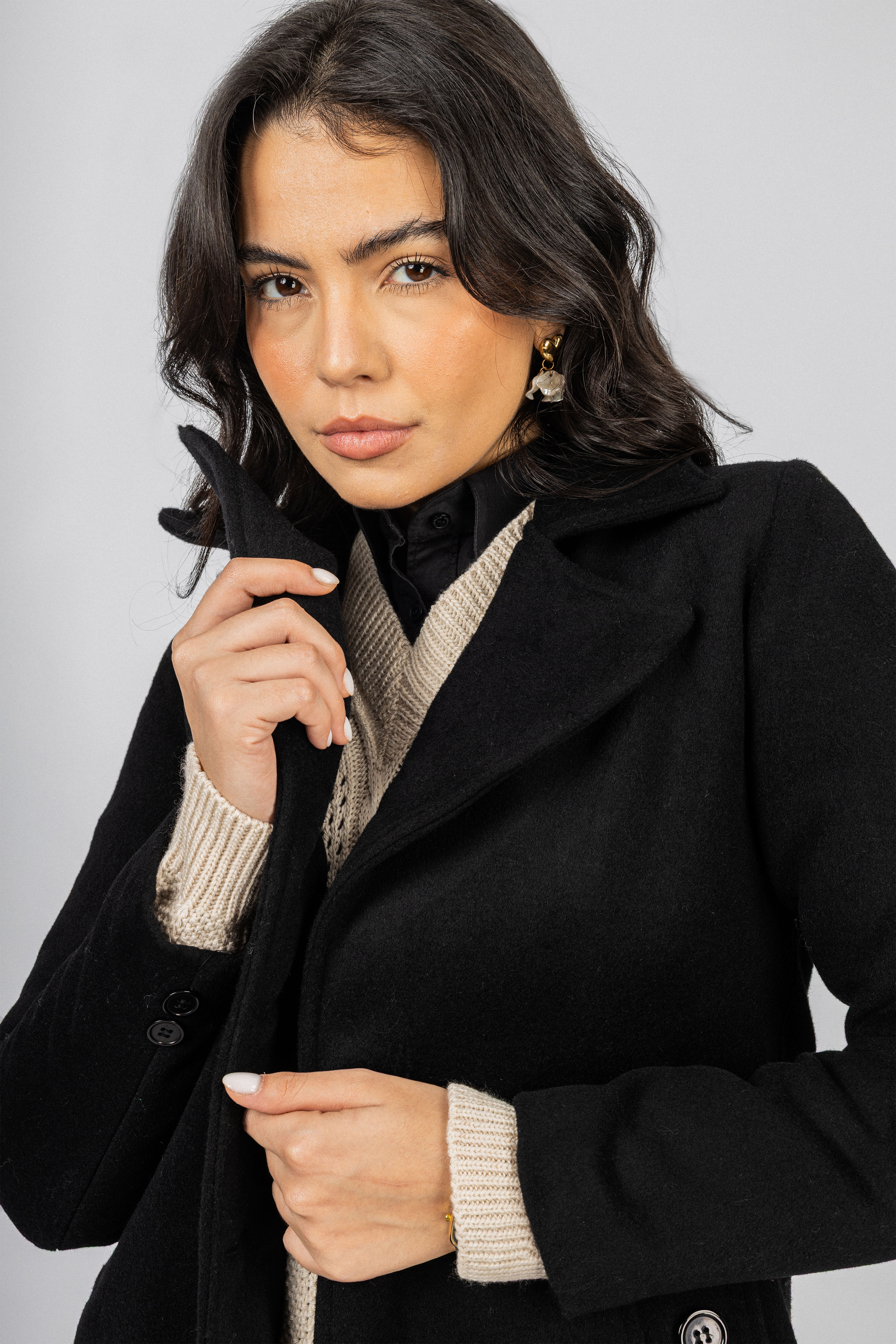 Black Felt Full length Coat