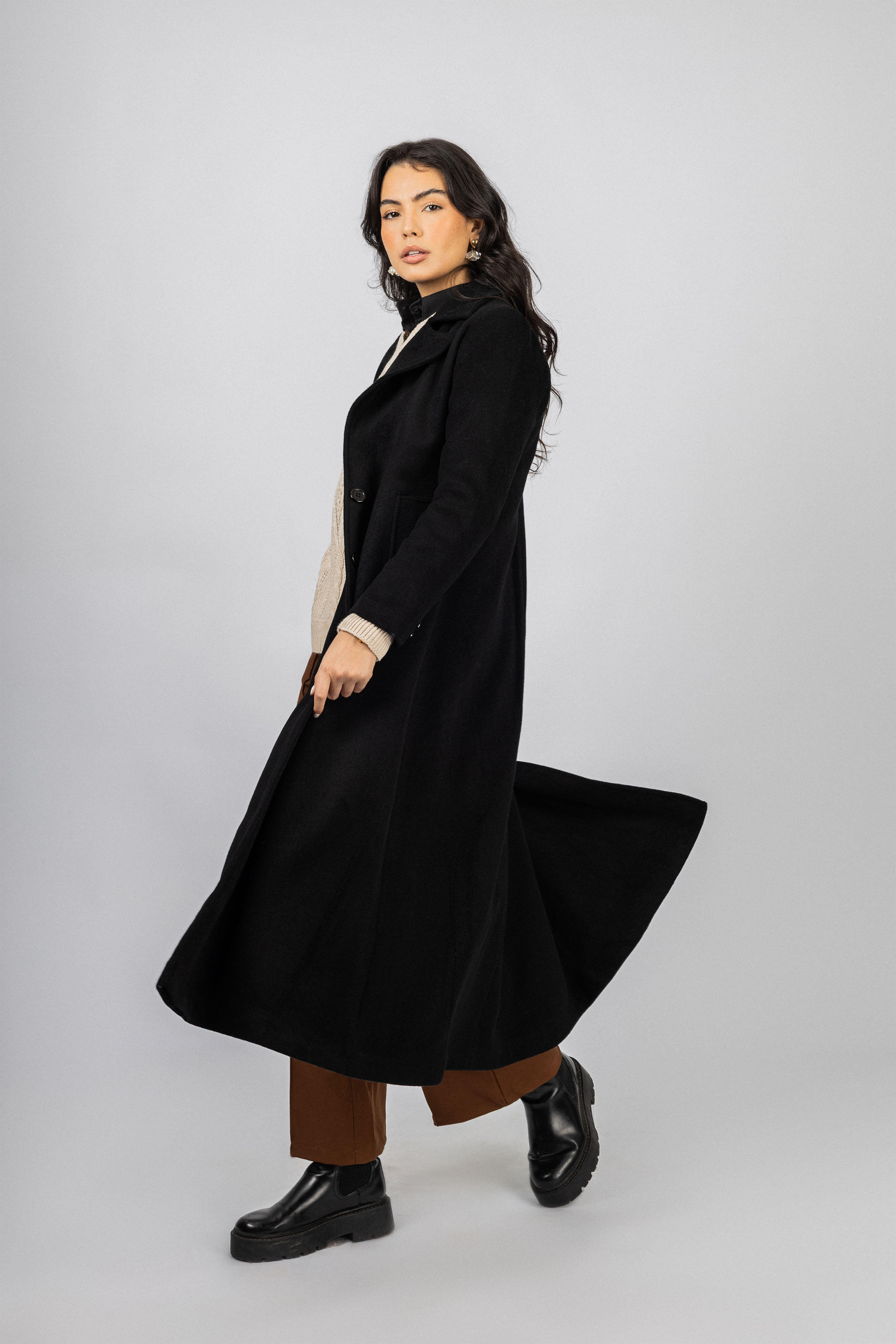 Black Felt Full length Coat