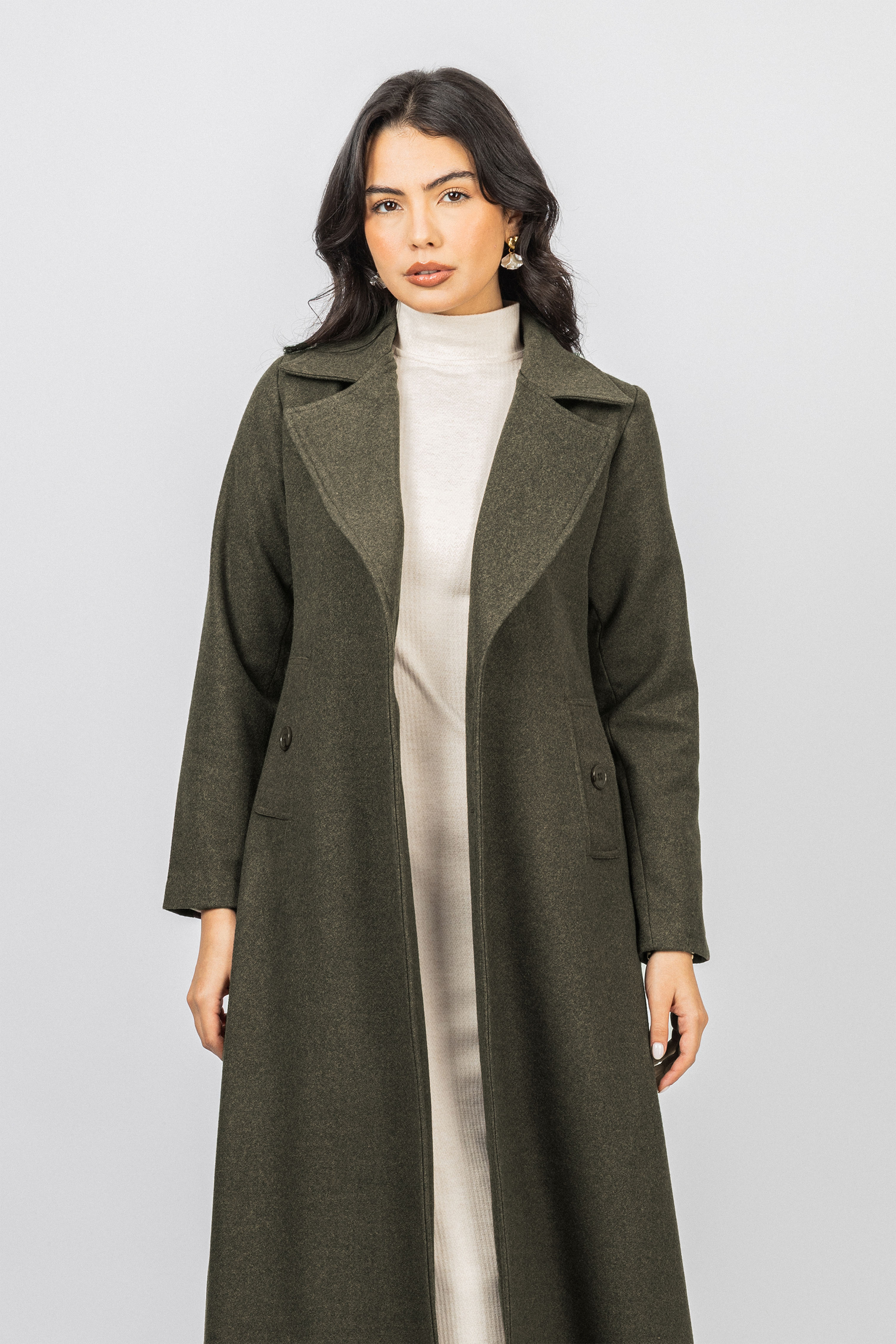 Light Olive Felt Full length Coat