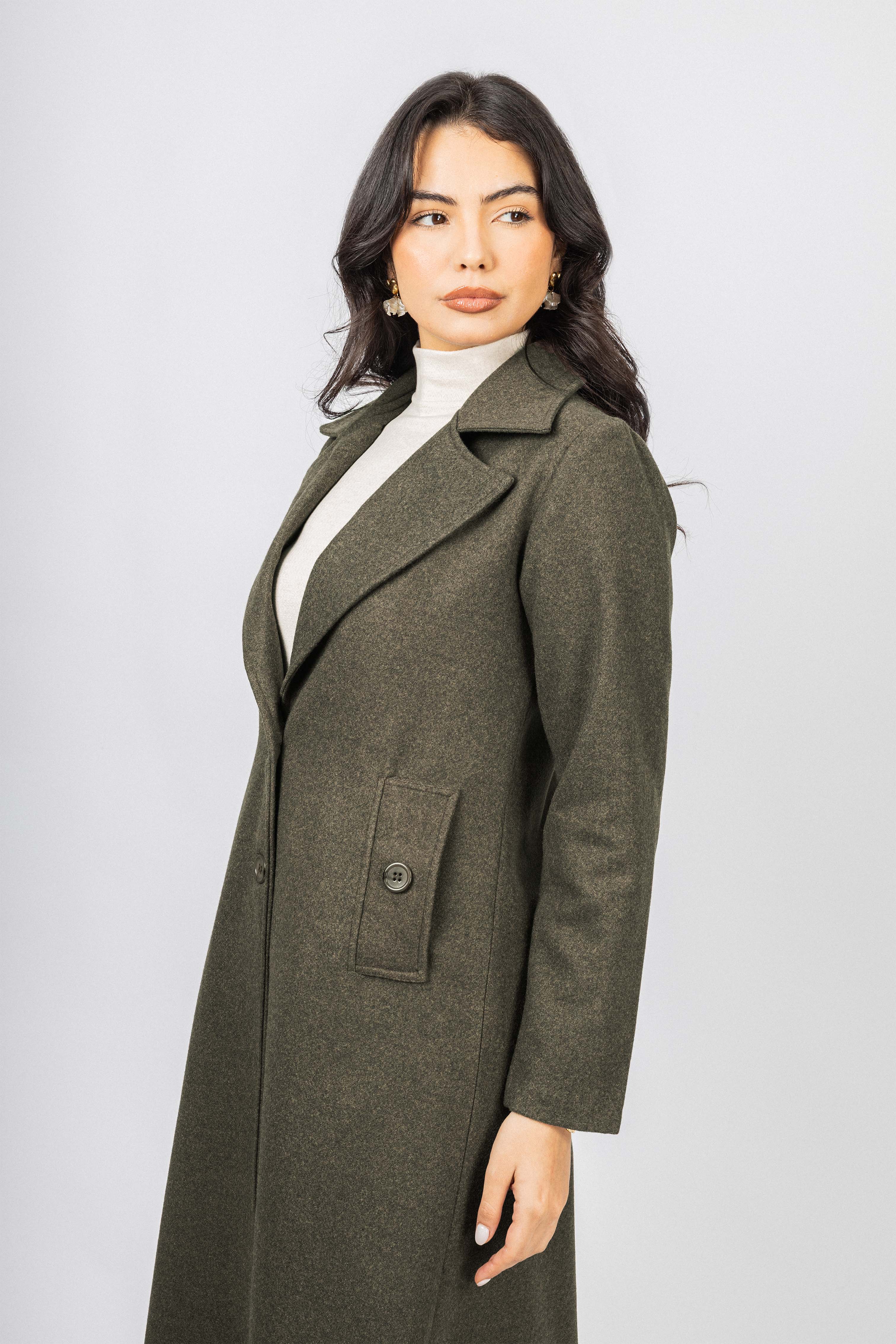 Light Olive Felt Full length Coat